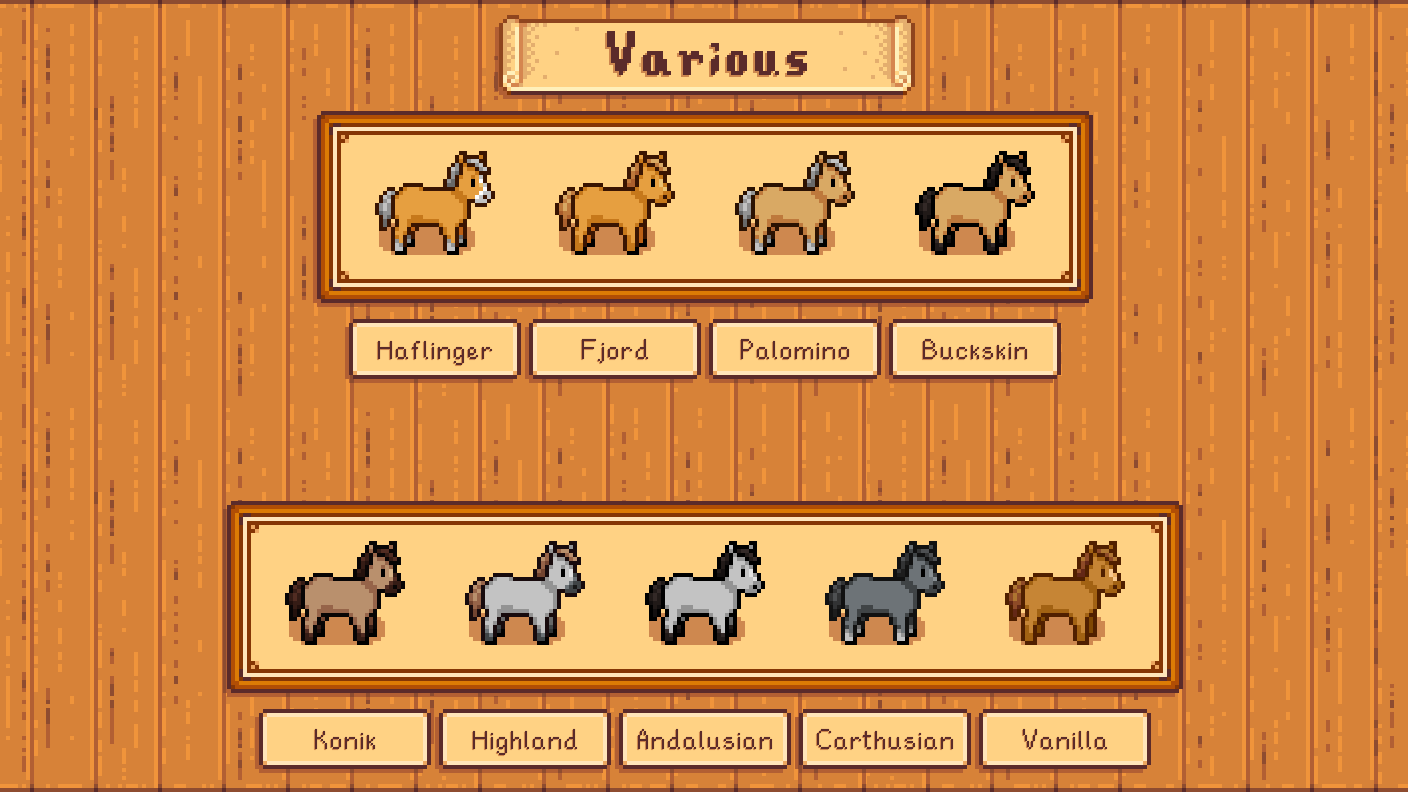 Elle's Old Horses mod for Stardew Valley