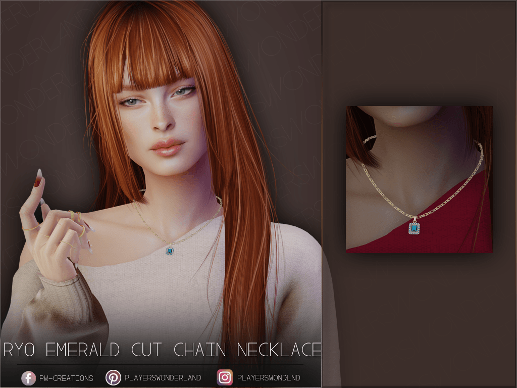 Ryo Emerals Cut Chain Necklace mod for The Sims 4 