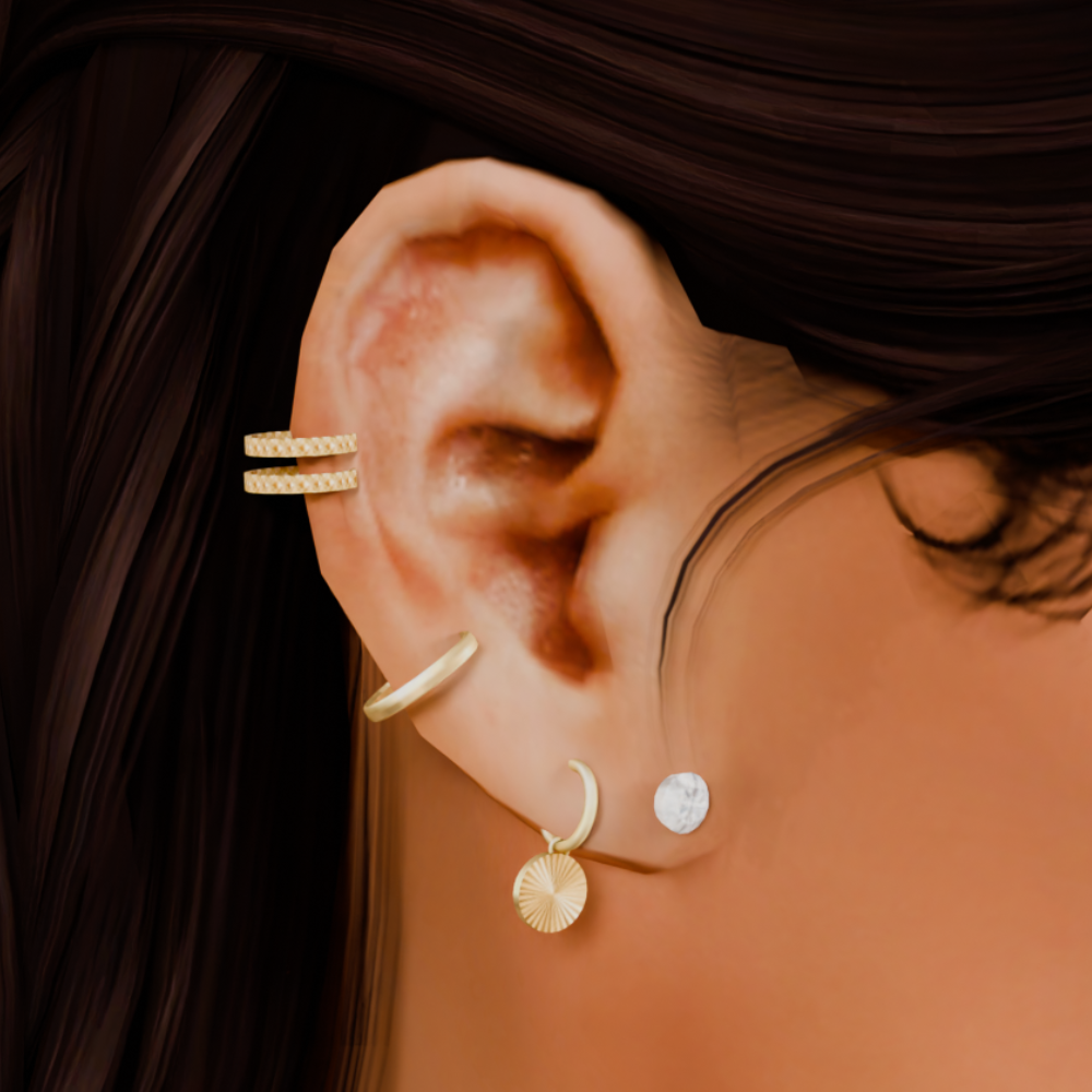 Minimal Disc Layered Earring mod for The Sims 4 