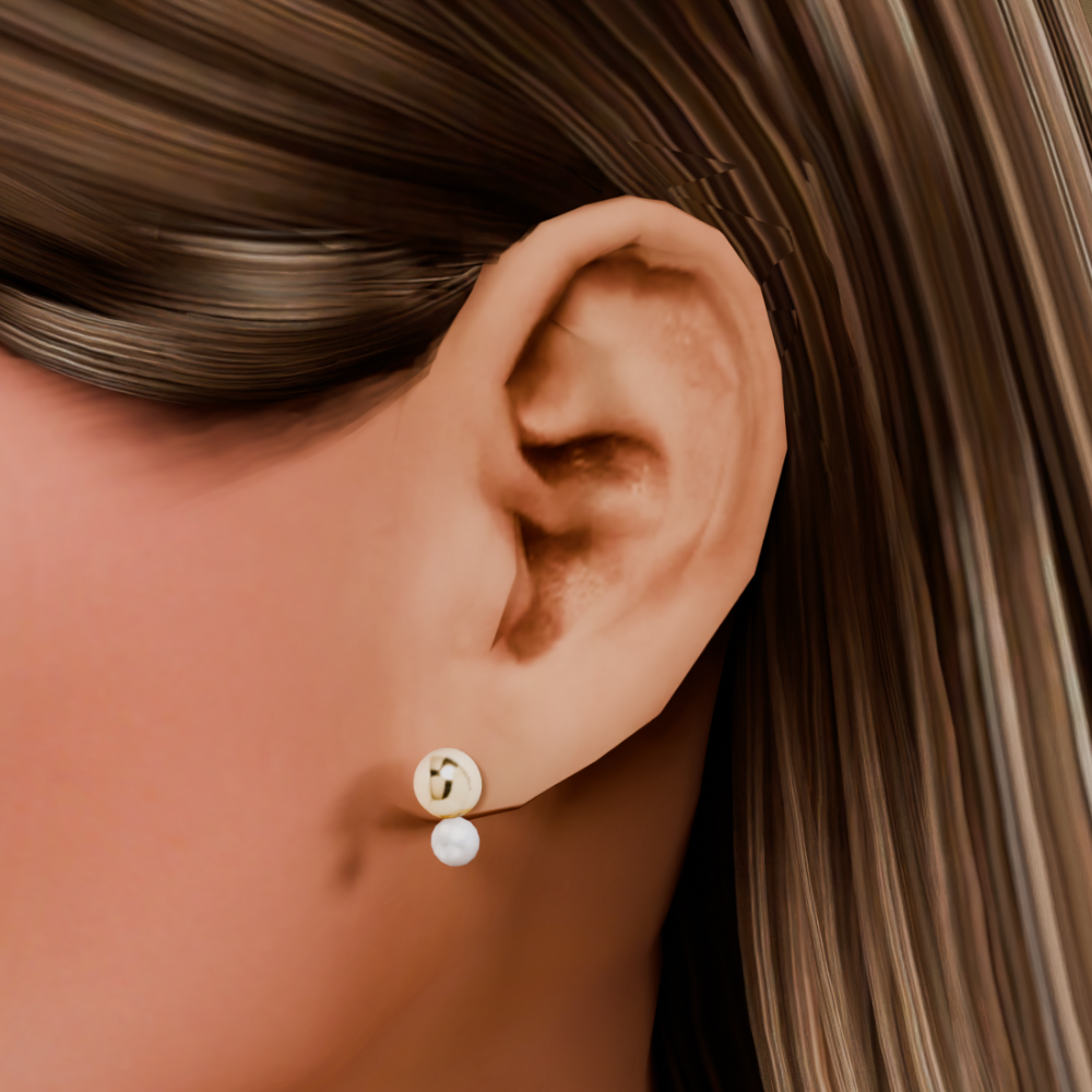 EXCLUSIVE- Pearl Gold Modern Earring mod for The Sims 4 