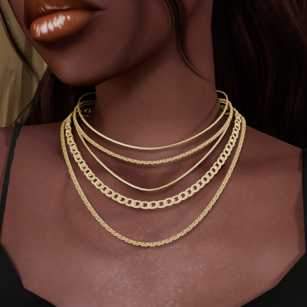 EXCLUSIVE- Golden Layered Chain Necklace  mod for The Sims 4 
