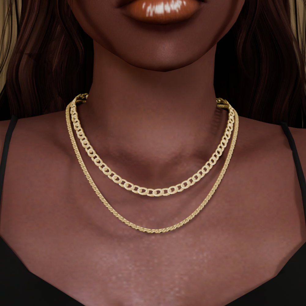 EXCLUSIVE-  Golden Layered Chain Necklace 02 mod for The Sims 4 