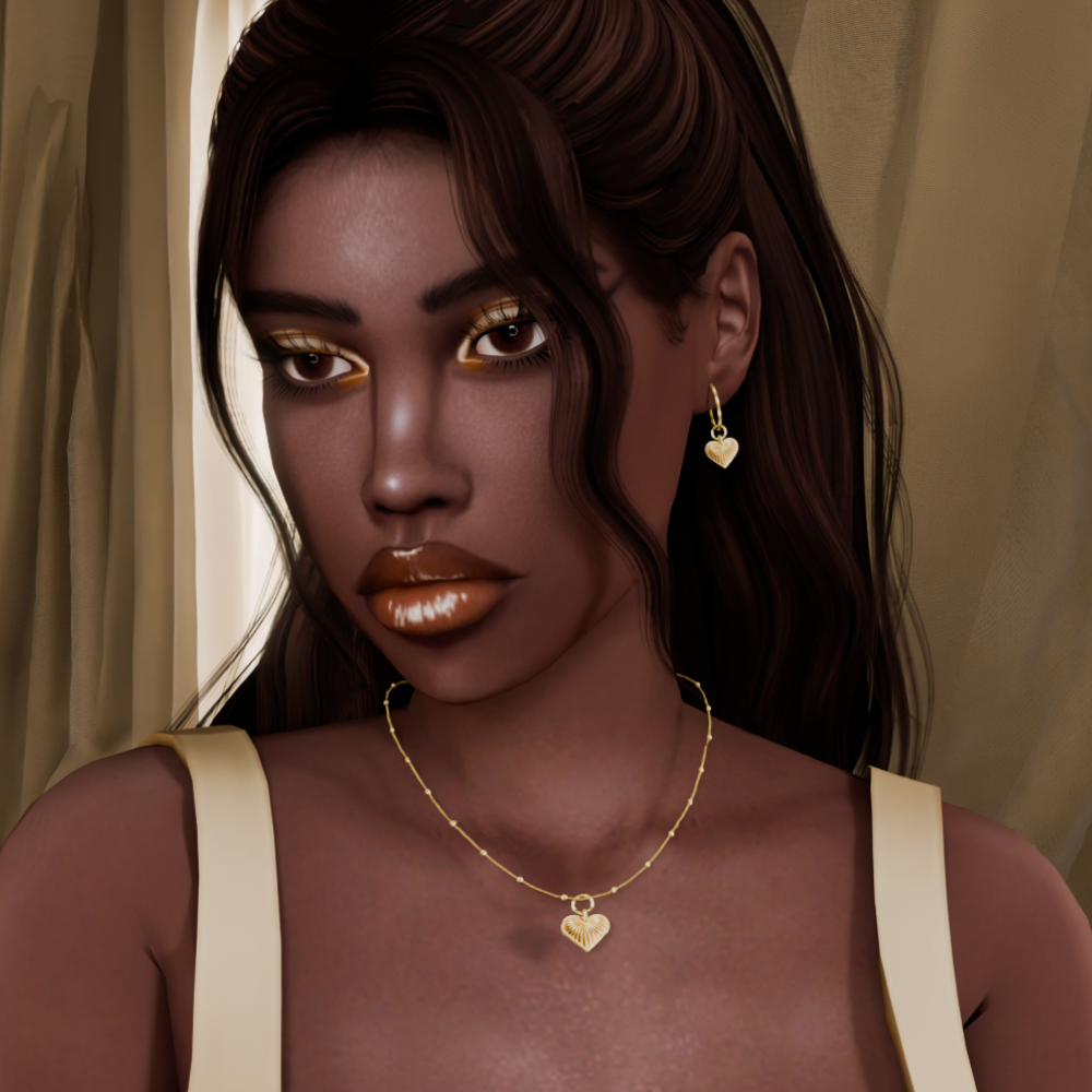 Blushing Love- Heart Single Necklace mod for The Sims 4 