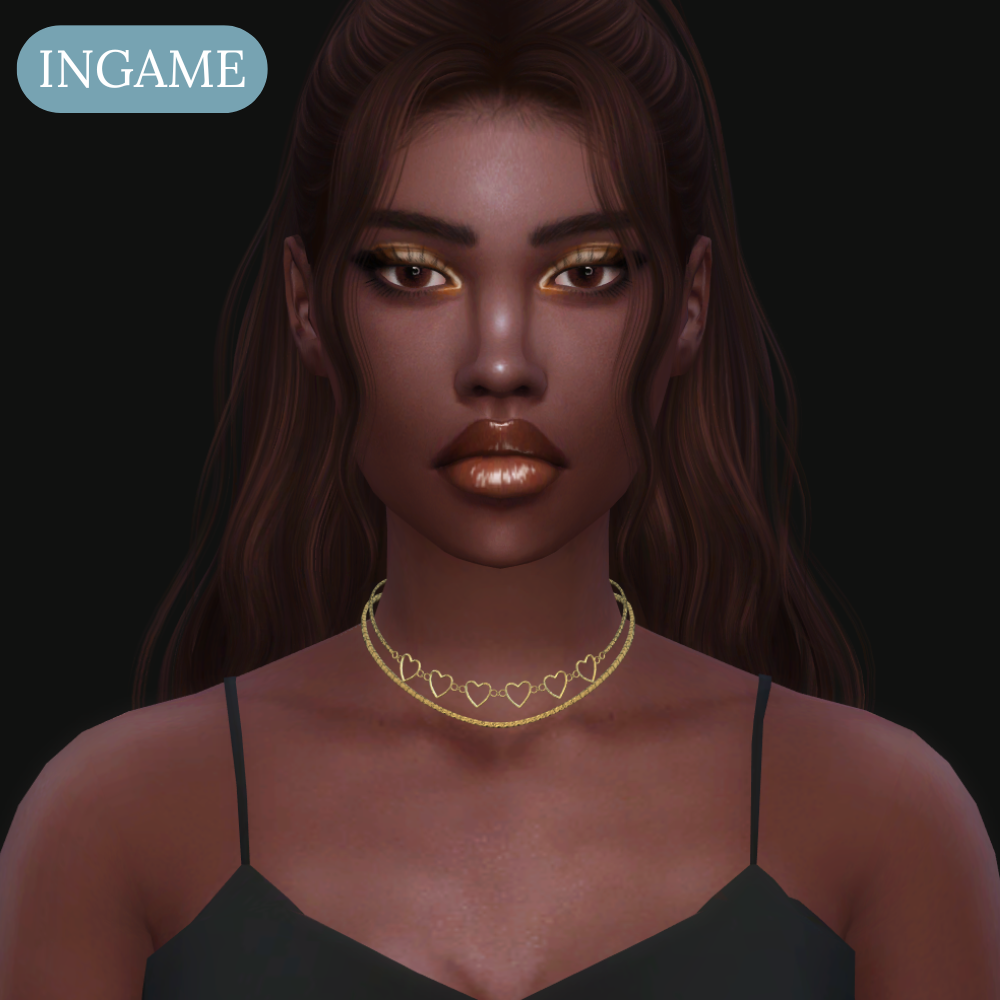 EXCLUSIVE- Golden Layered Heart Chain Necklace 02 mod for The Sims 4 