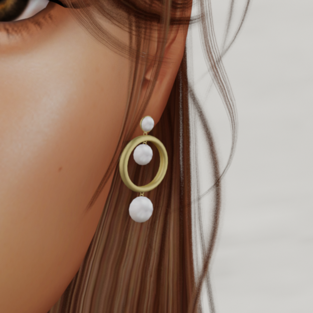 Golden Pearl Hoop Drop Earrings mod for The Sims 4 