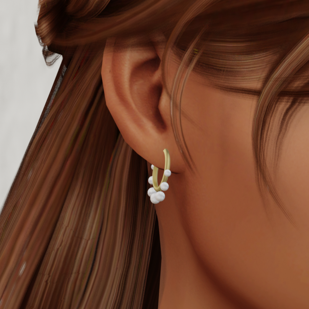 Golden Multi Pearl Hoop Earrigns mod for The Sims 4 
