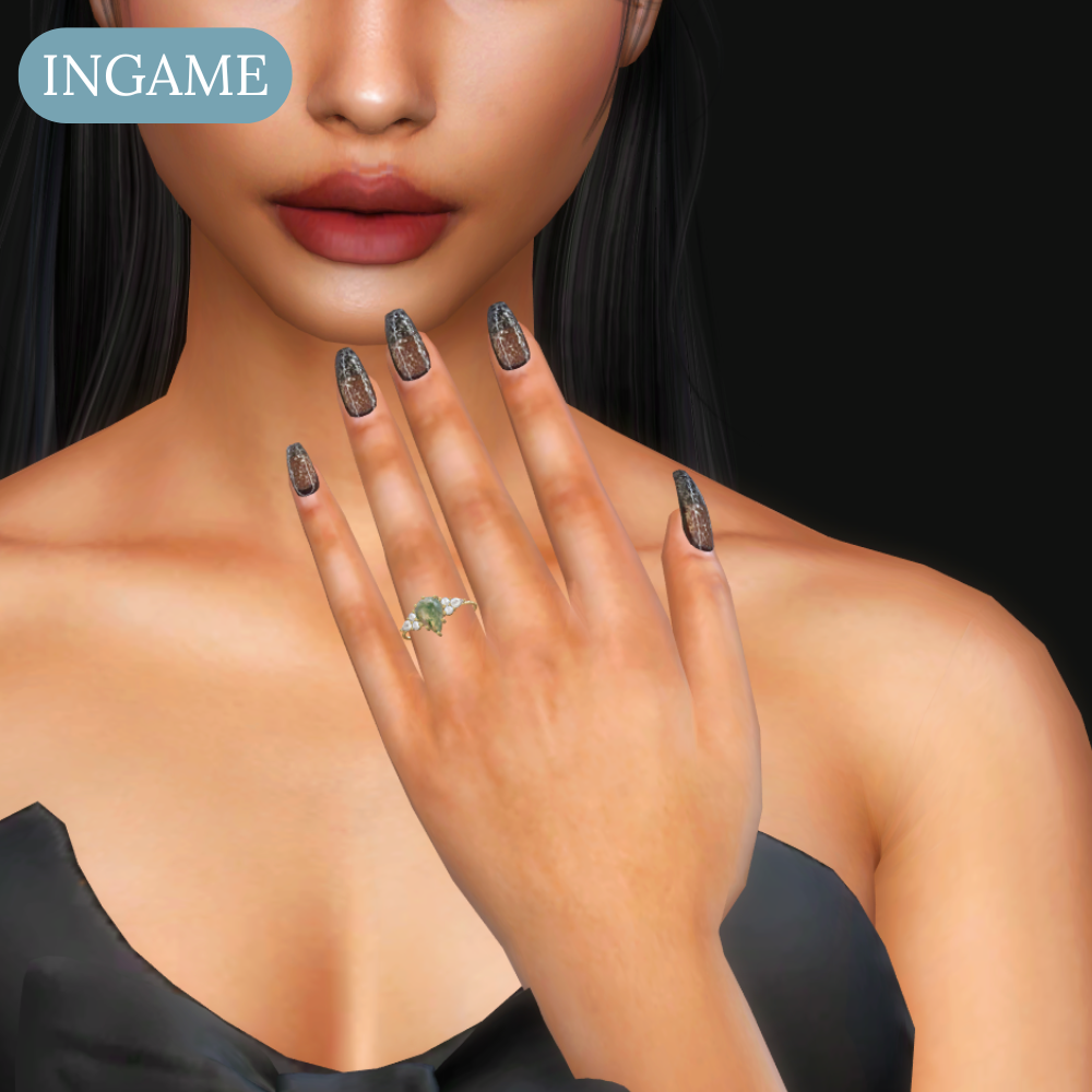 Moss Agate Pear Engagement Ring mod for The Sims 4 