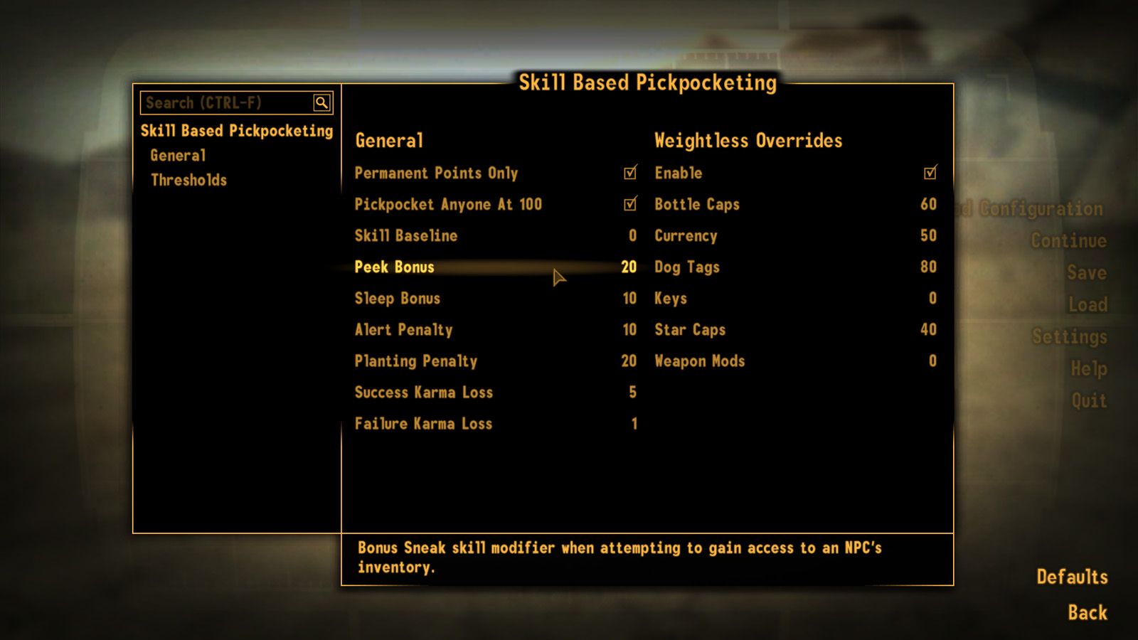 Skill Based Pickpocketing - ESPless mod for Fallout: New Vegas