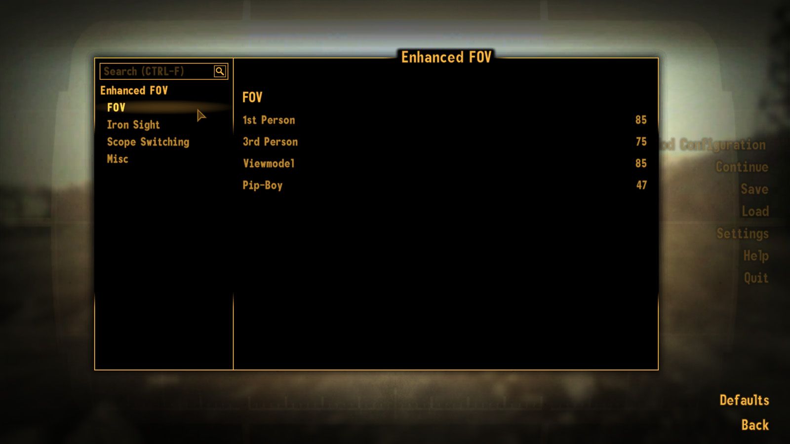 Enhanced FOV - ESPless mod for Fallout: New Vegas