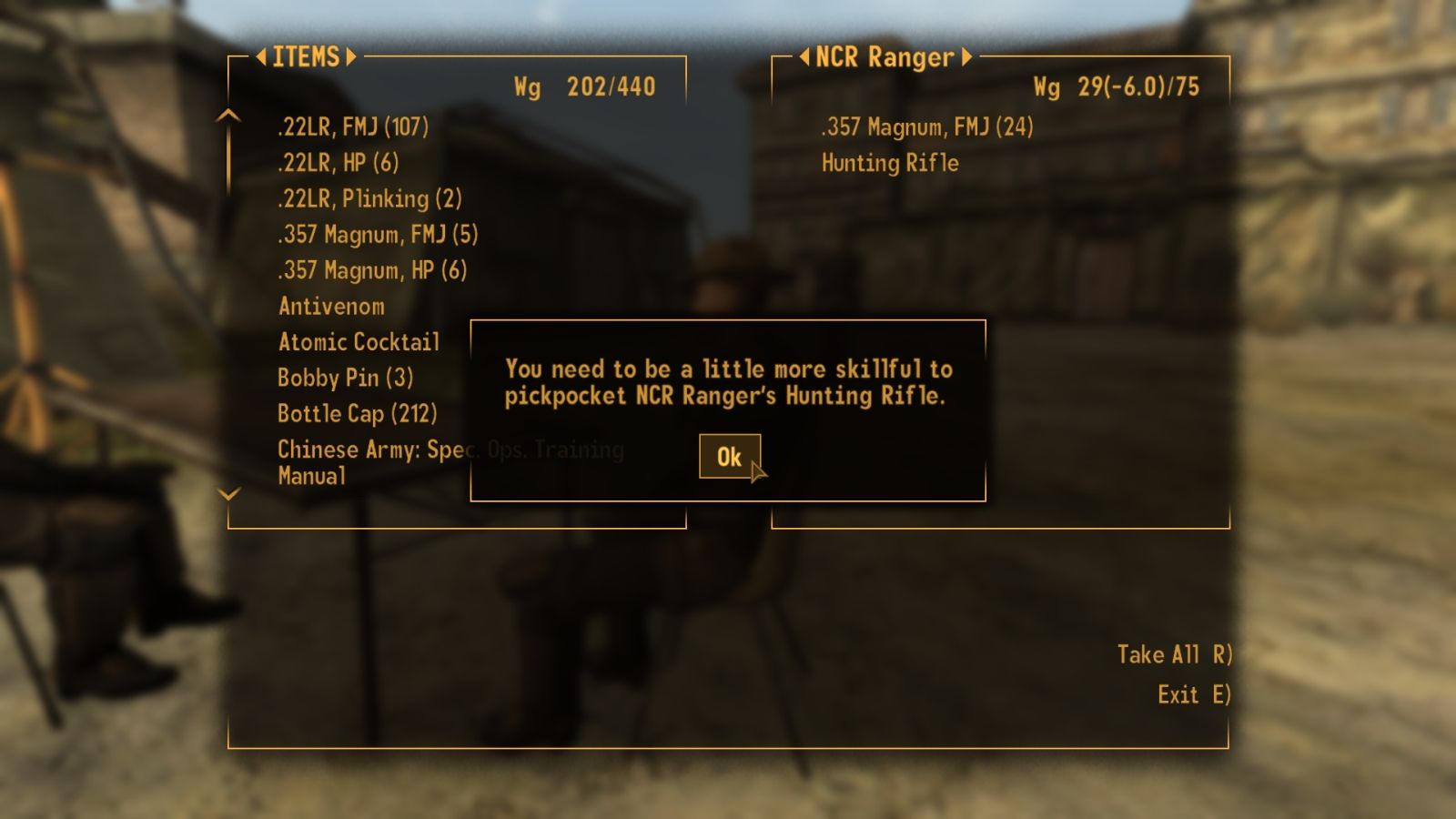 Skill Based Pickpocketing - ESPless mod for Fallout: New Vegas