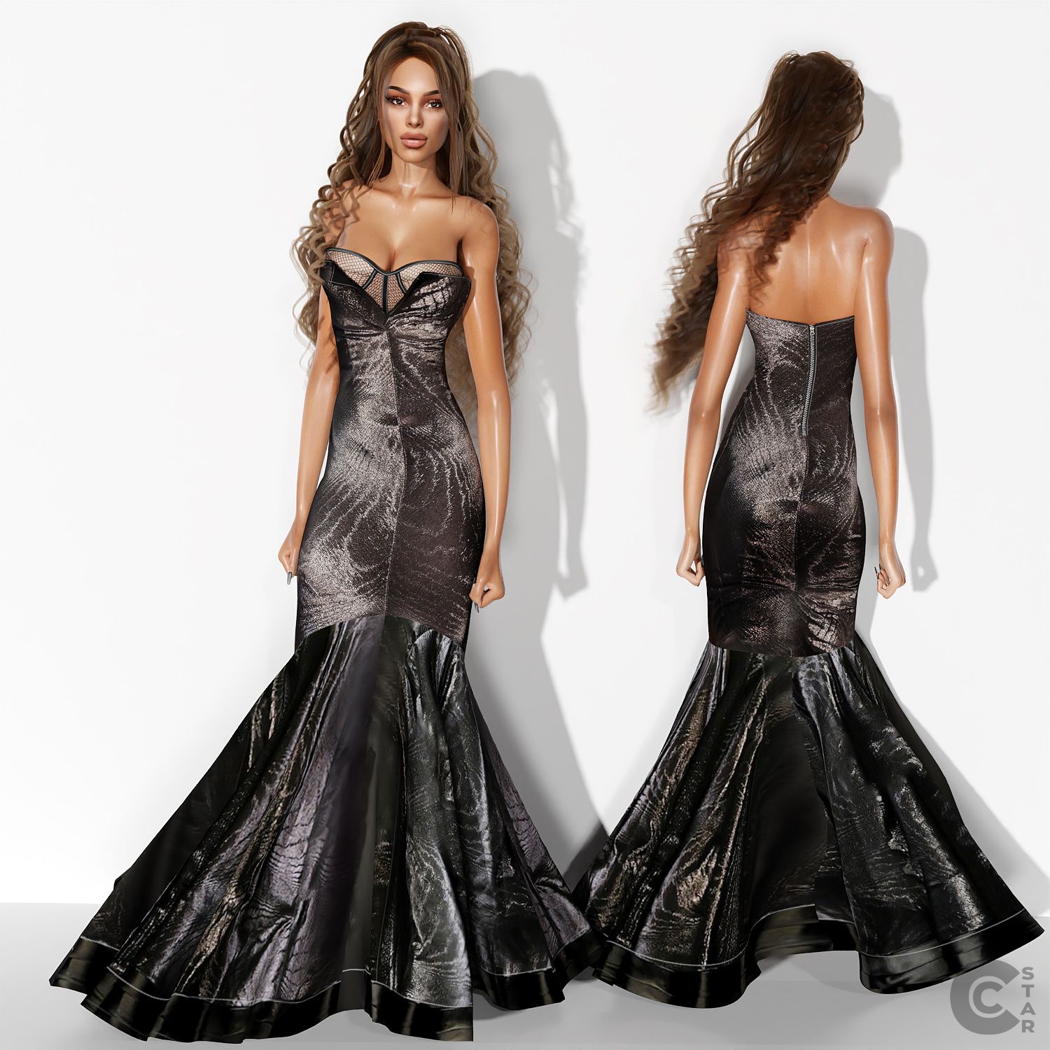 Open Bustier Gown in 20 colors mod for The Sims 4 