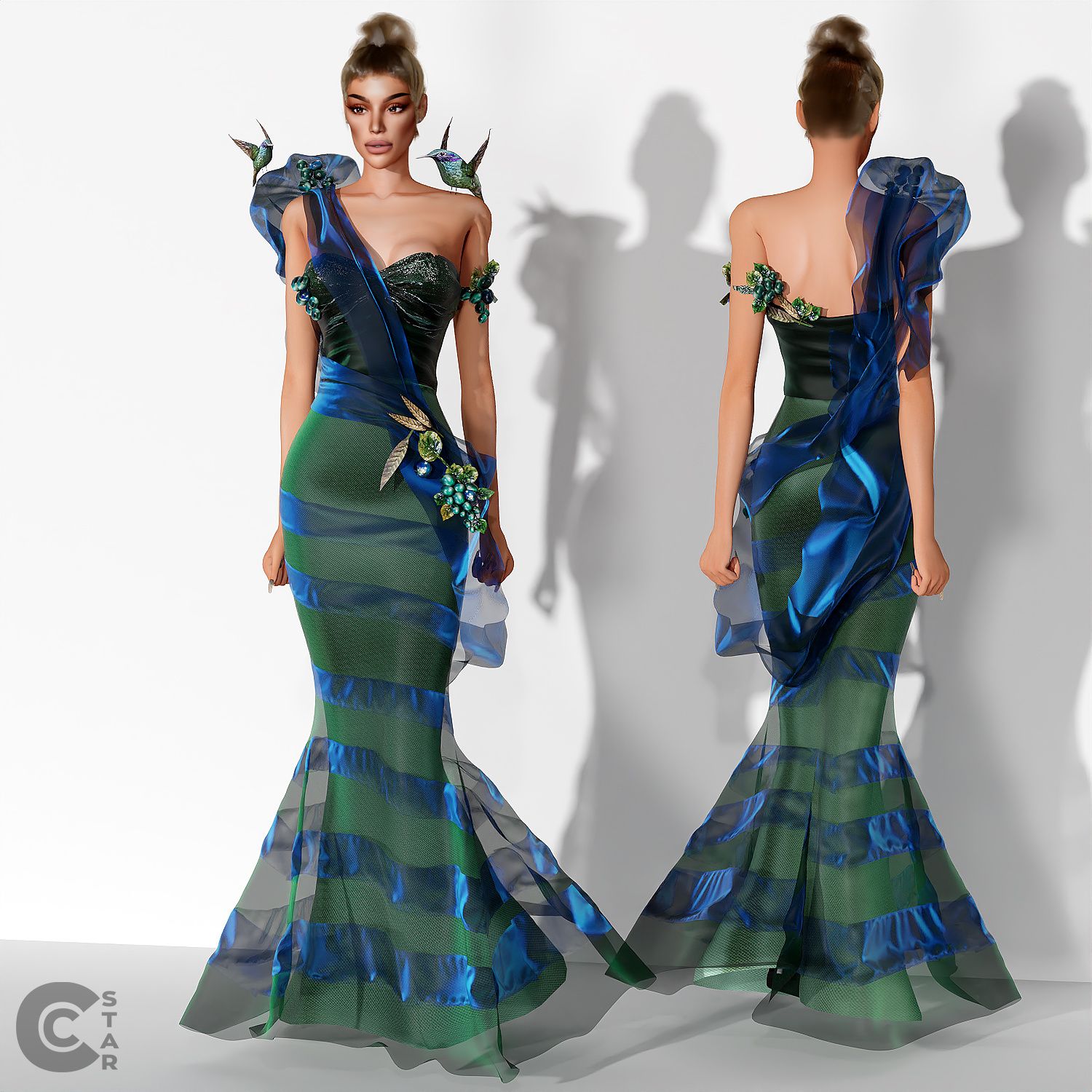 Mermaid Sheer Gown with Embellishments mod for The Sims 4 