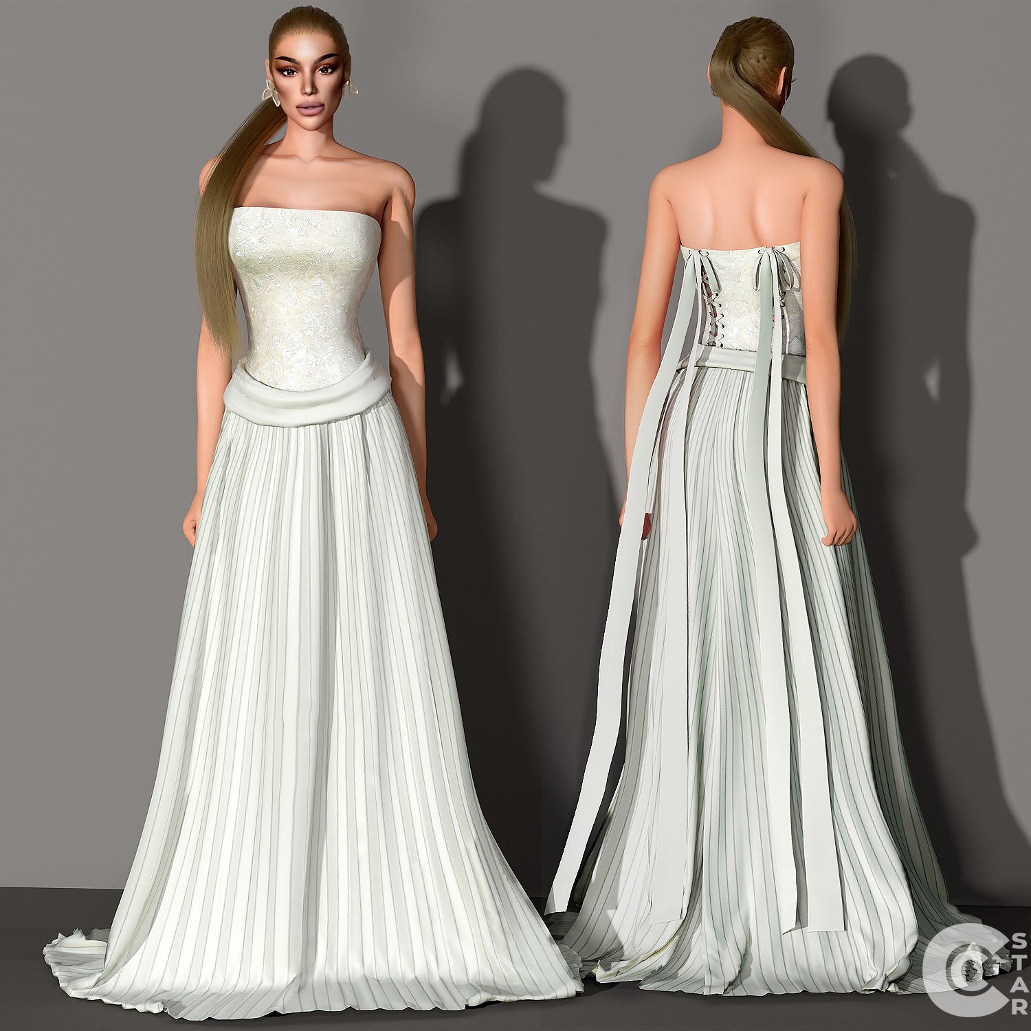 Bustier Dress with Pleated Silk Skirt mod for The Sims 4 