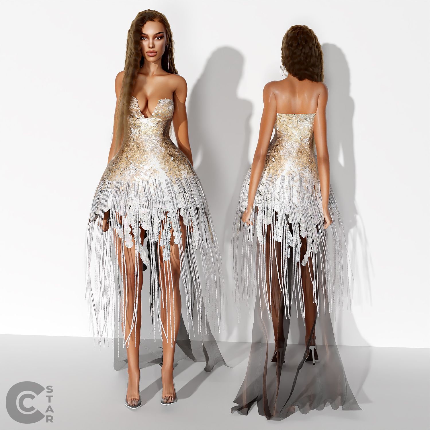 Fringe Sequin Gown mod for The Sims 4 