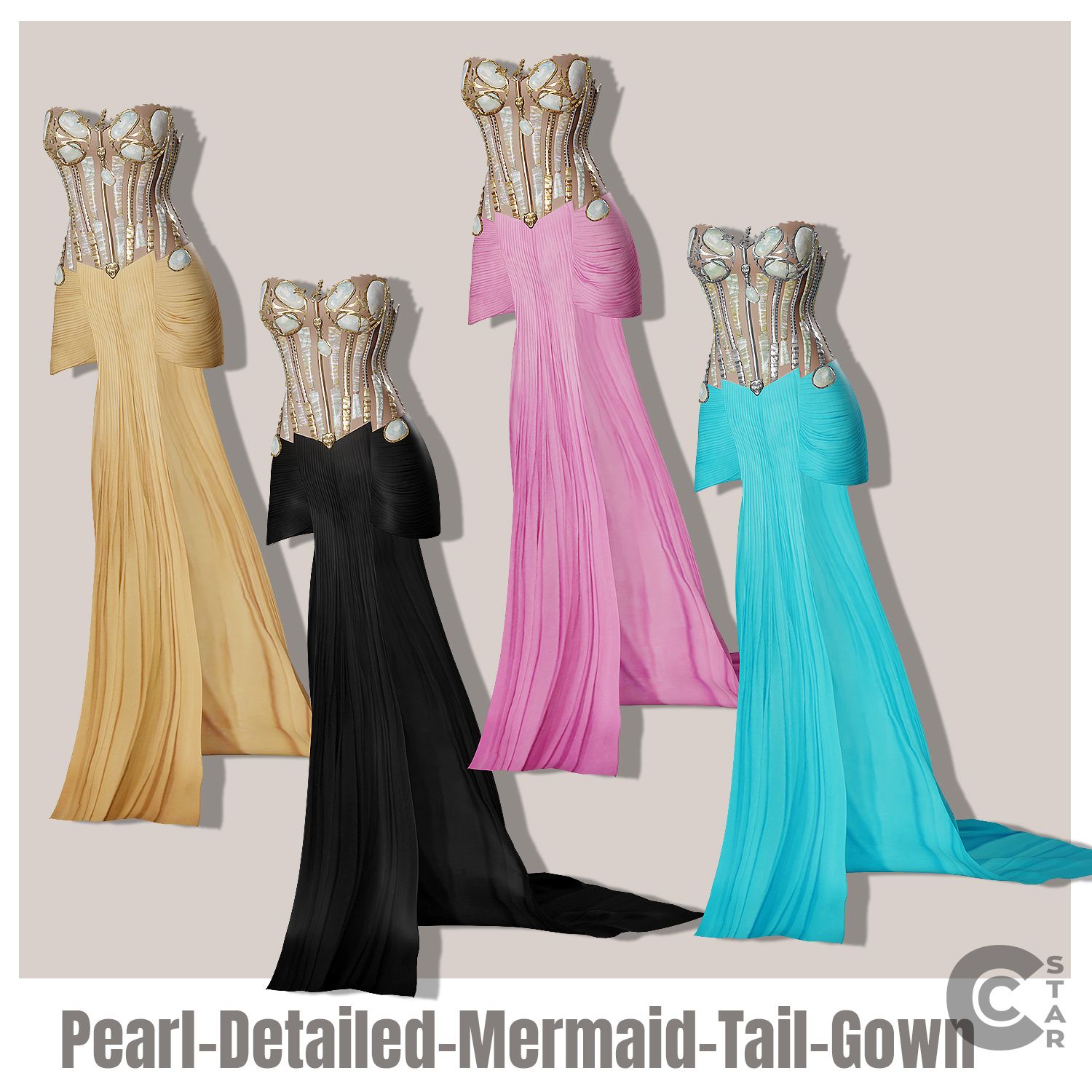 Pearl Detailed Mermaid Gown with Tail mod for The Sims 4 