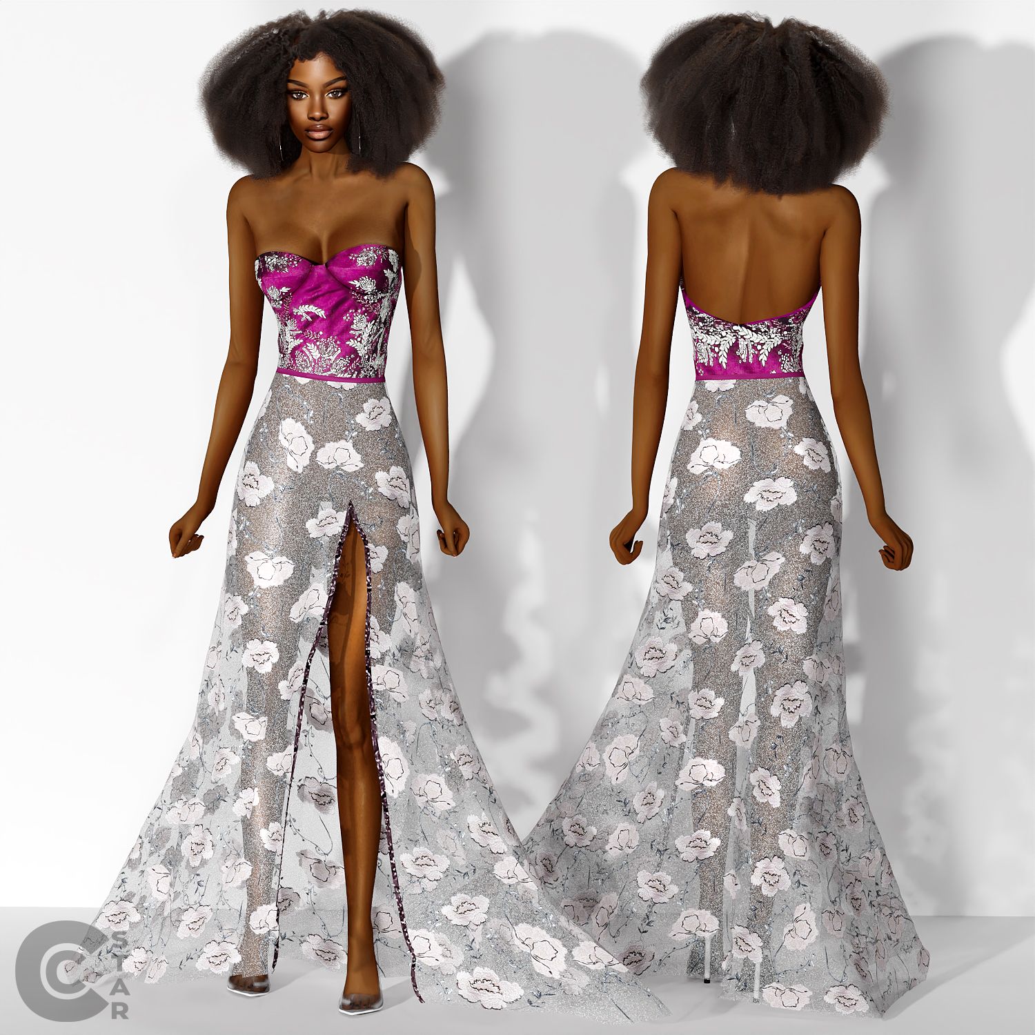 Thigh Split Floral Dress mod for The Sims 4 