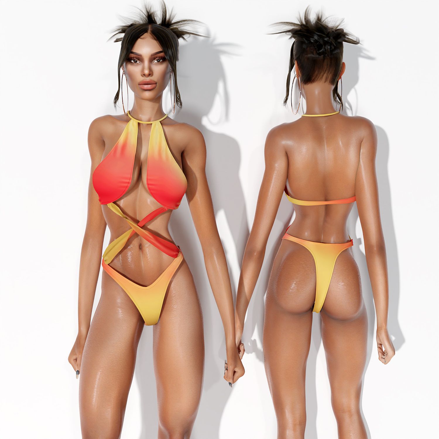 Plunging Cross Body Swimsuit mod for The Sims 4 