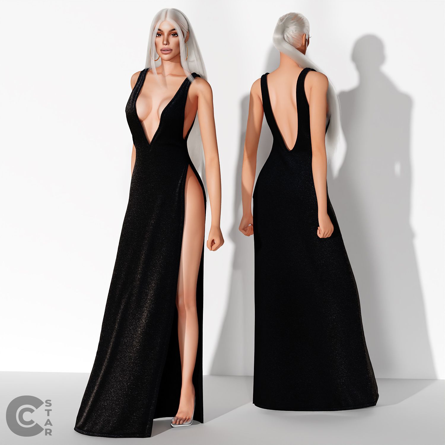 Thigh High Slit Gown mod for The Sims 4 
