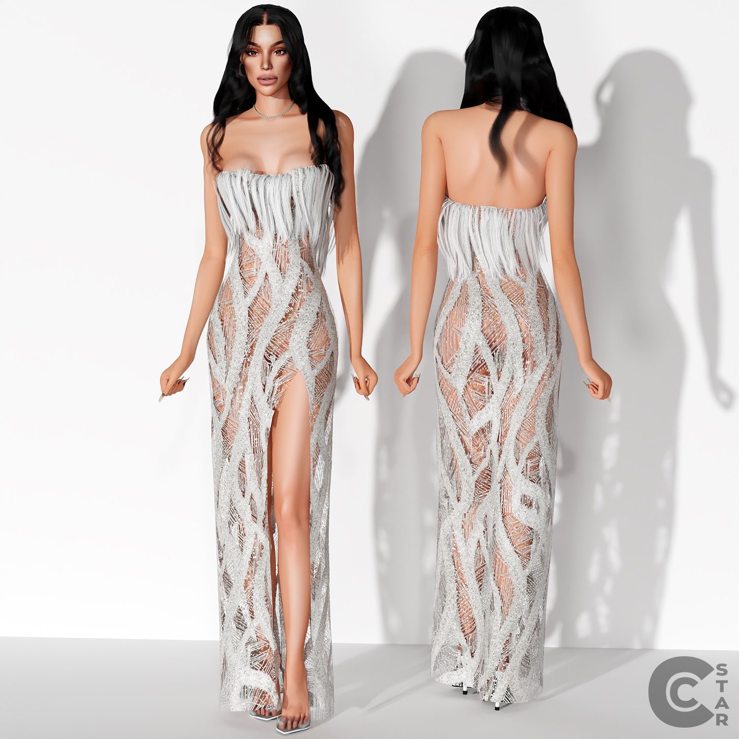 Sheer Sequin Gown mod for The Sims 4 