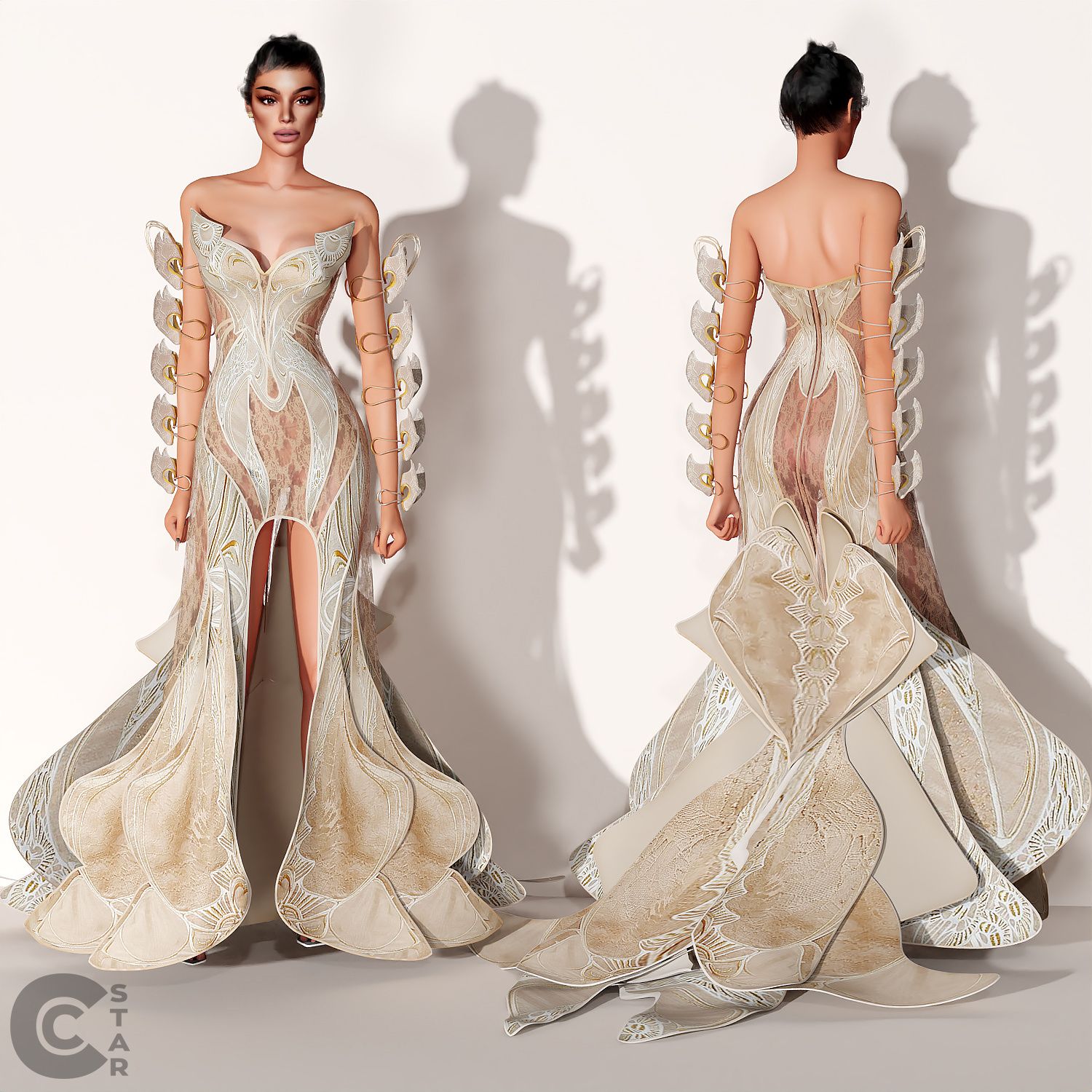 Strapless Butterfly Shaped Floor Grazing Gown mod for The Sims 4 