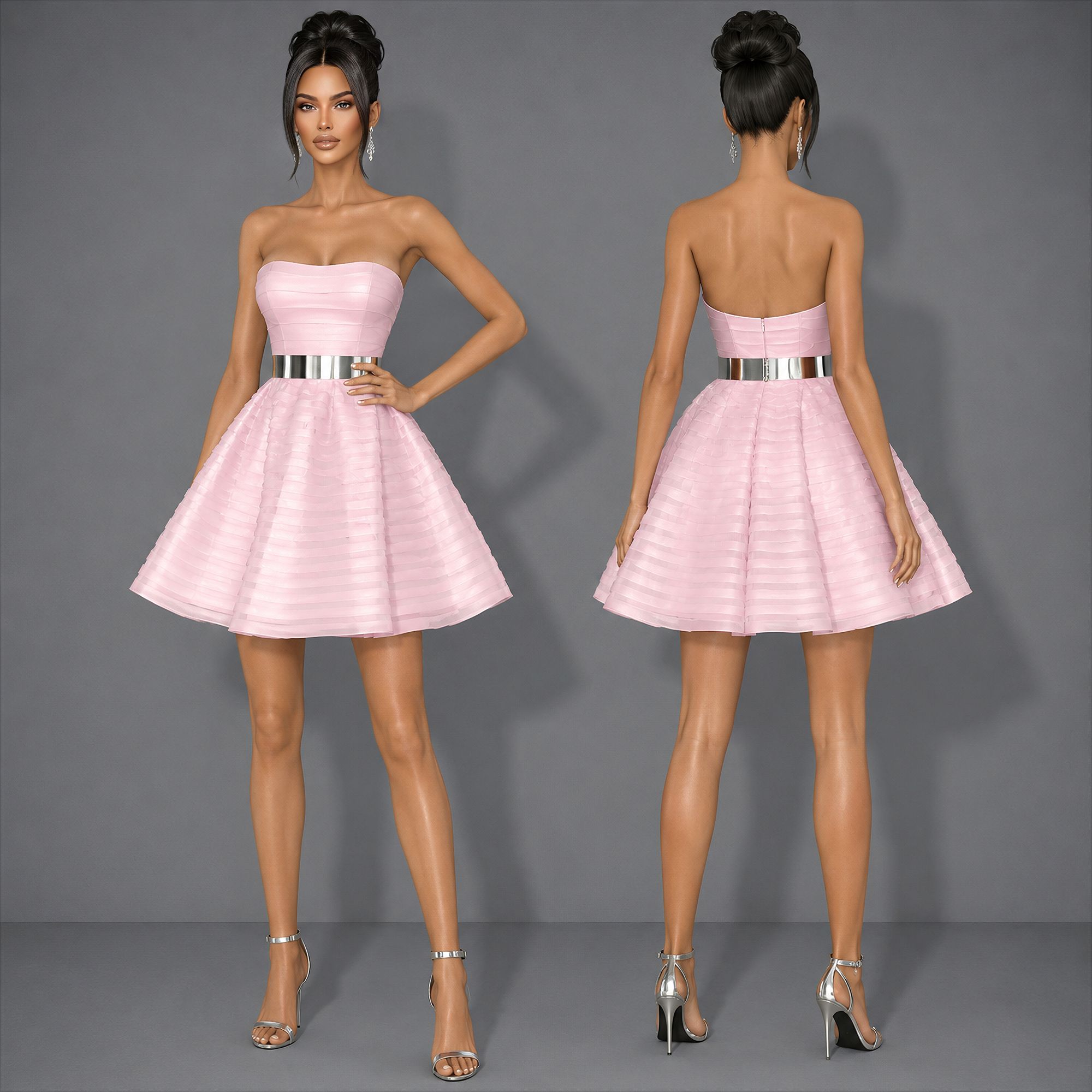 Prom Short Dress with Belt mod for The Sims 4 