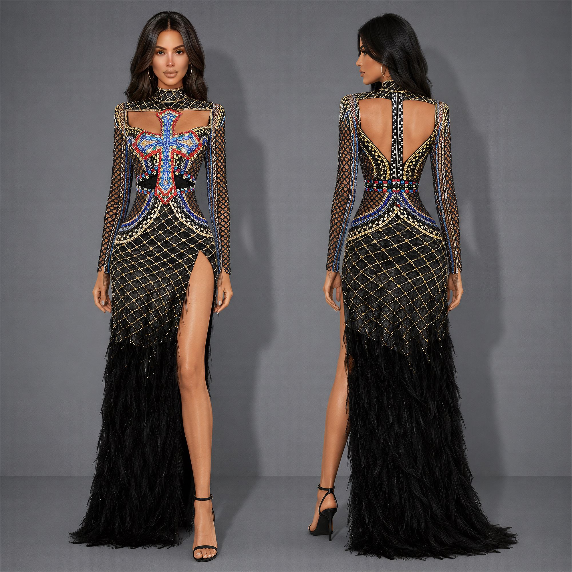 High Slit Bejeweled Dress mod for The Sims 4 