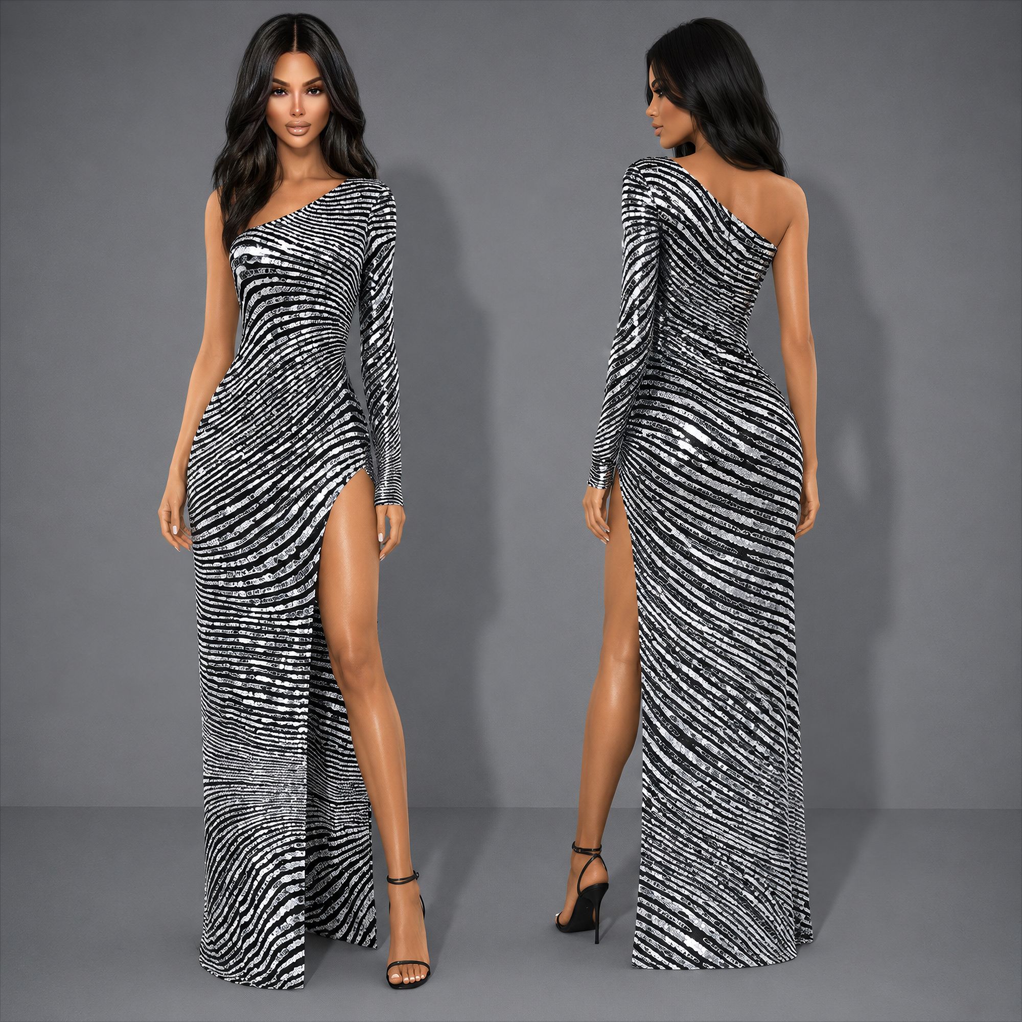 One Sleeve Sequin Dress mod for The Sims 4 