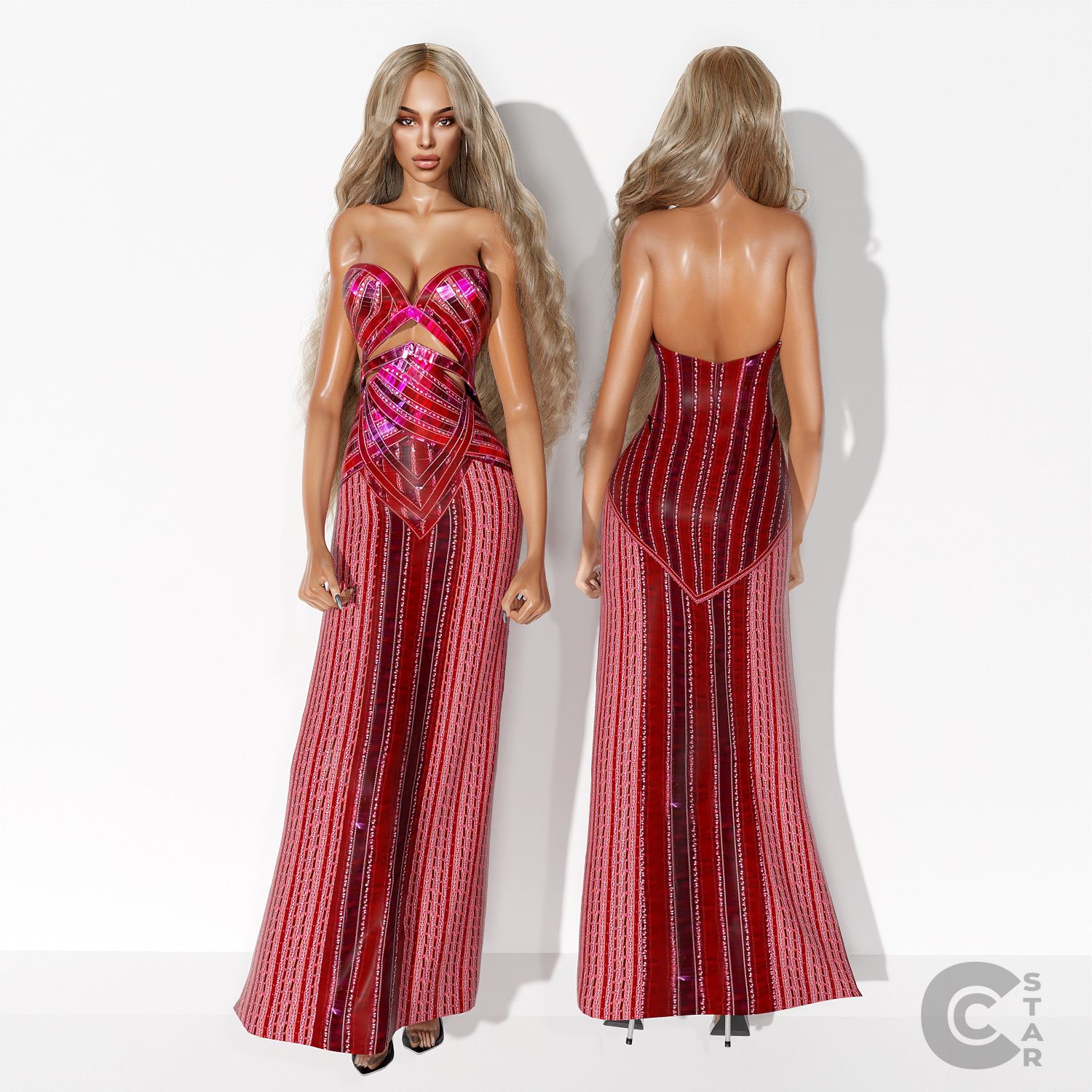 Metallic Long Dress mod for The Sims 4 