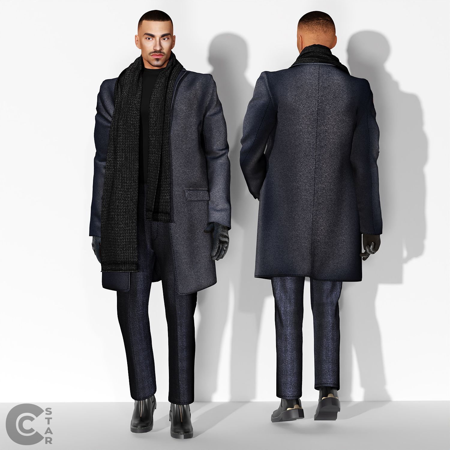 Men Trendy Suit with Long Coat mod for The Sims 4 