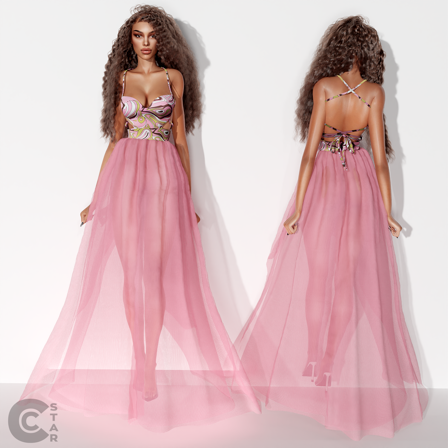 Vanity Fair Tulle Dress mod for The Sims 4 