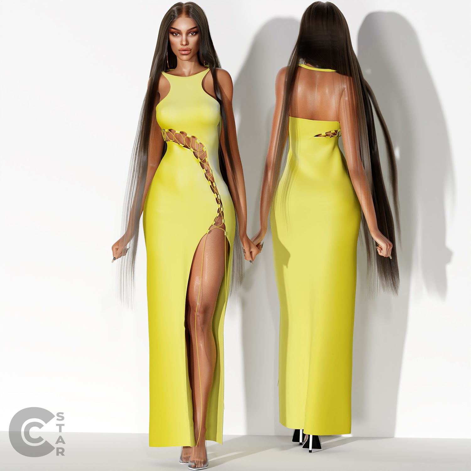 Cut Out Lace-Up Dress mod for The Sims 4 