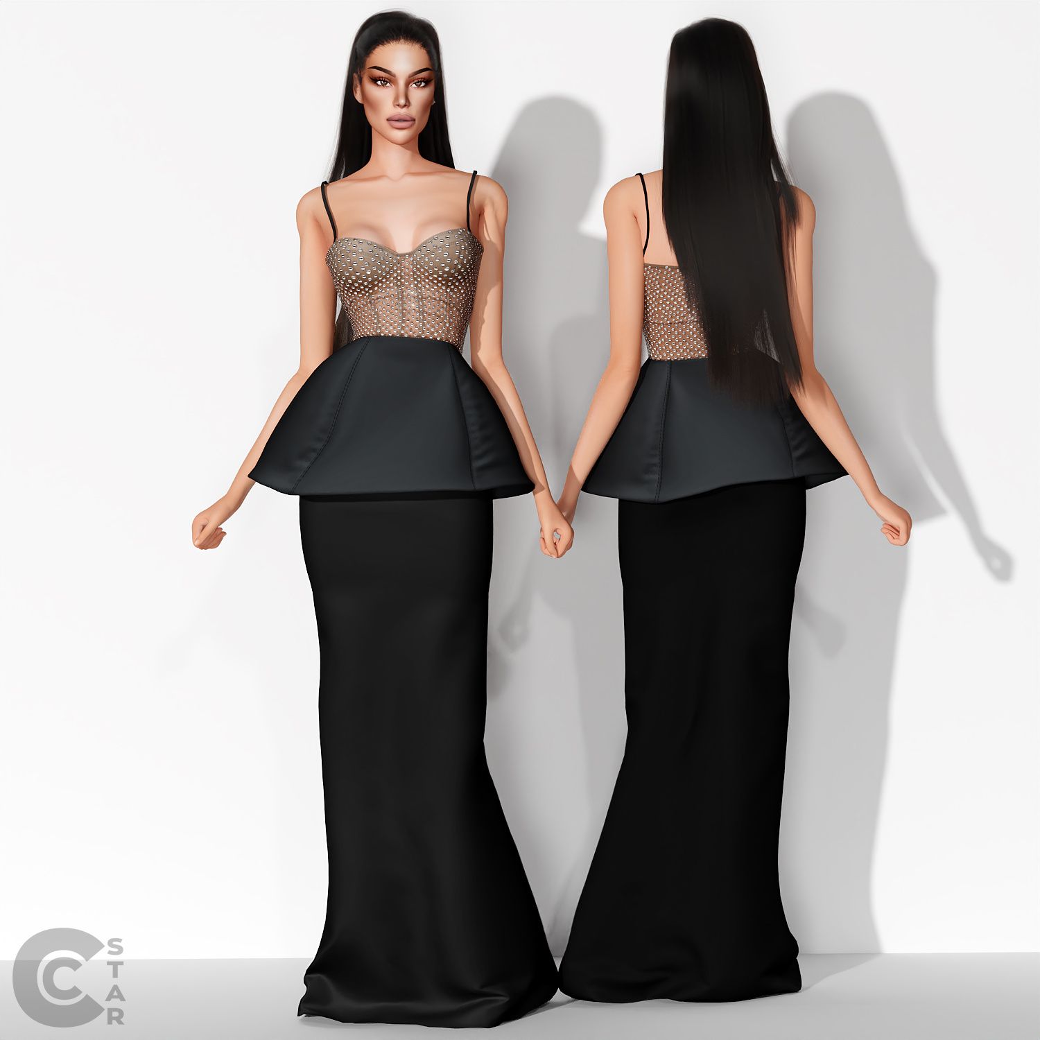 Gown with Sparkly Sheer Top mod for The Sims 4 