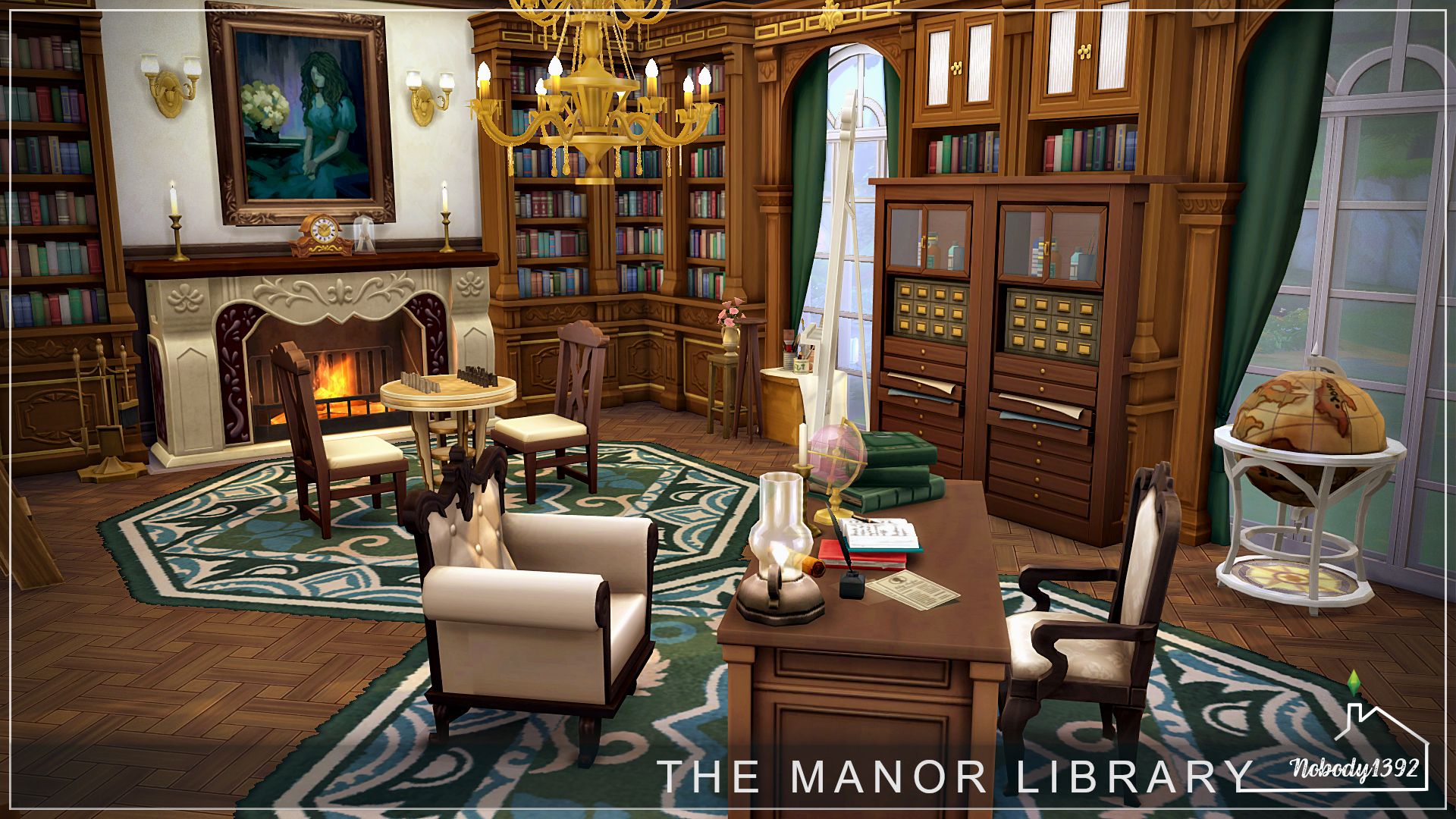 The Manor Library (No CC!) - room mod for The Sims 4 