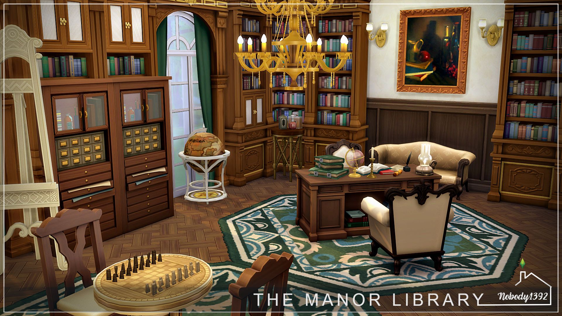 The Manor Library (No CC!) - room mod for The Sims 4 