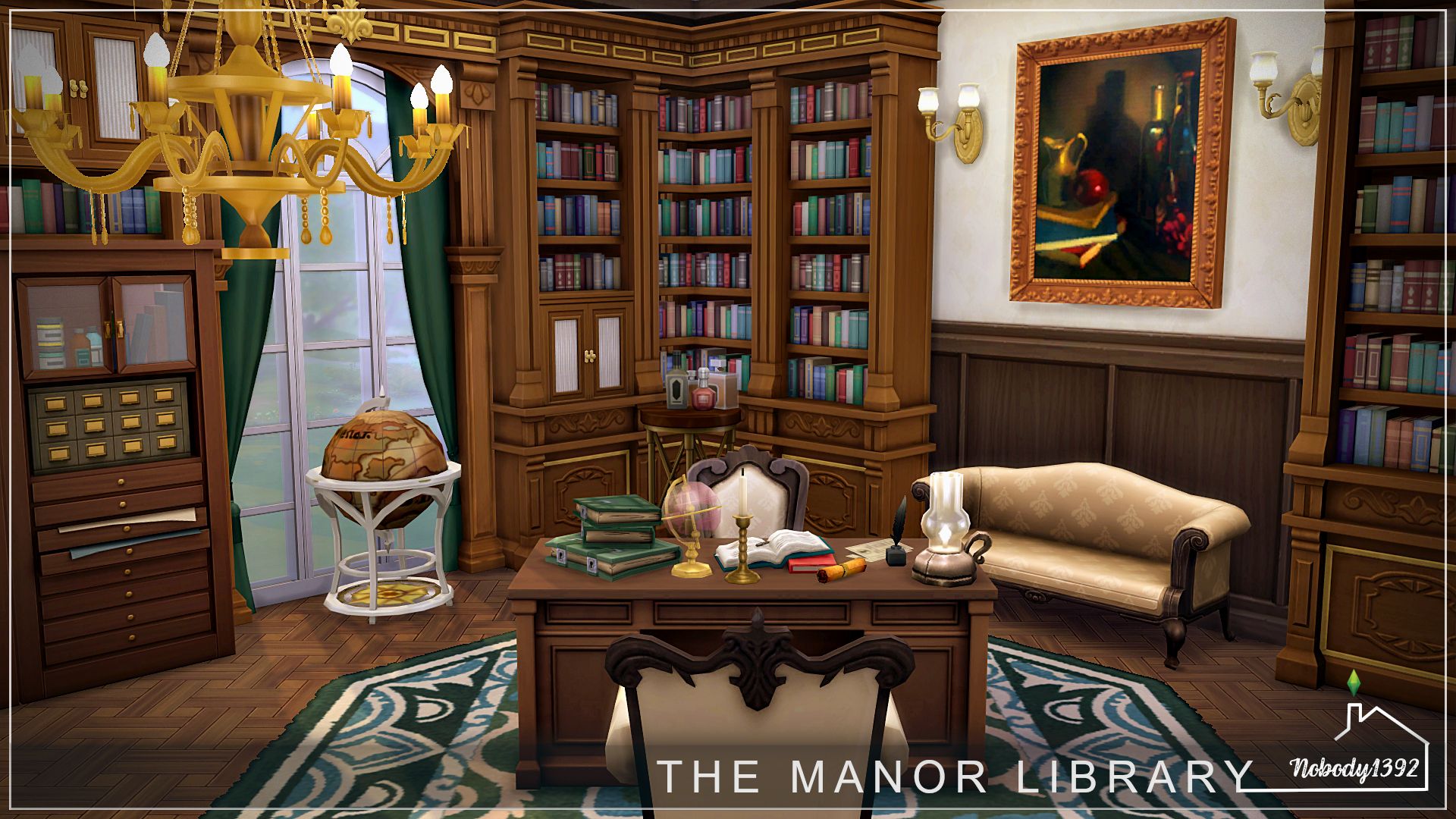 The Manor Library (No CC!) - room mod for The Sims 4 