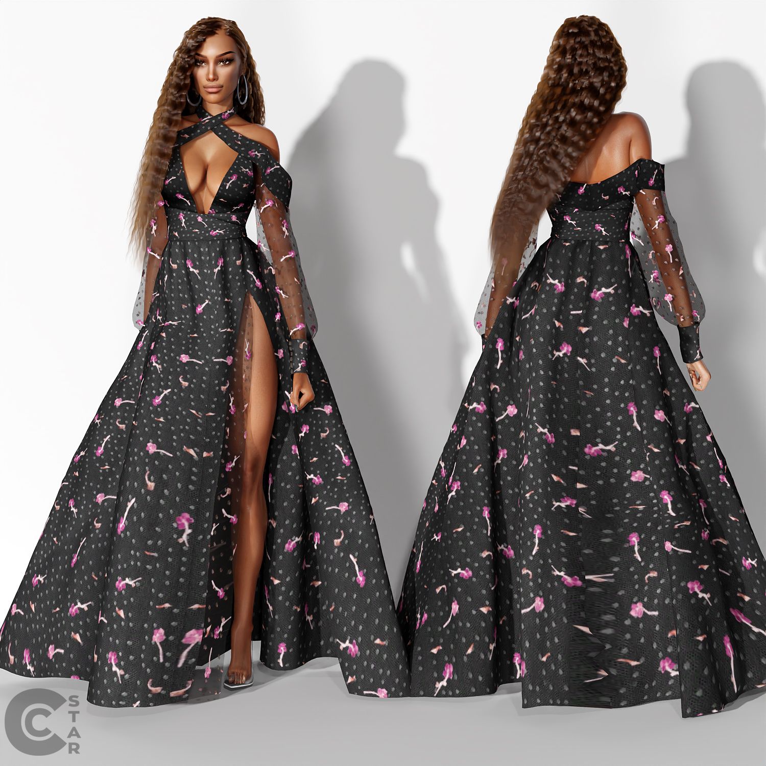 Prom Gown with bishop sleeves mod for The Sims 4 