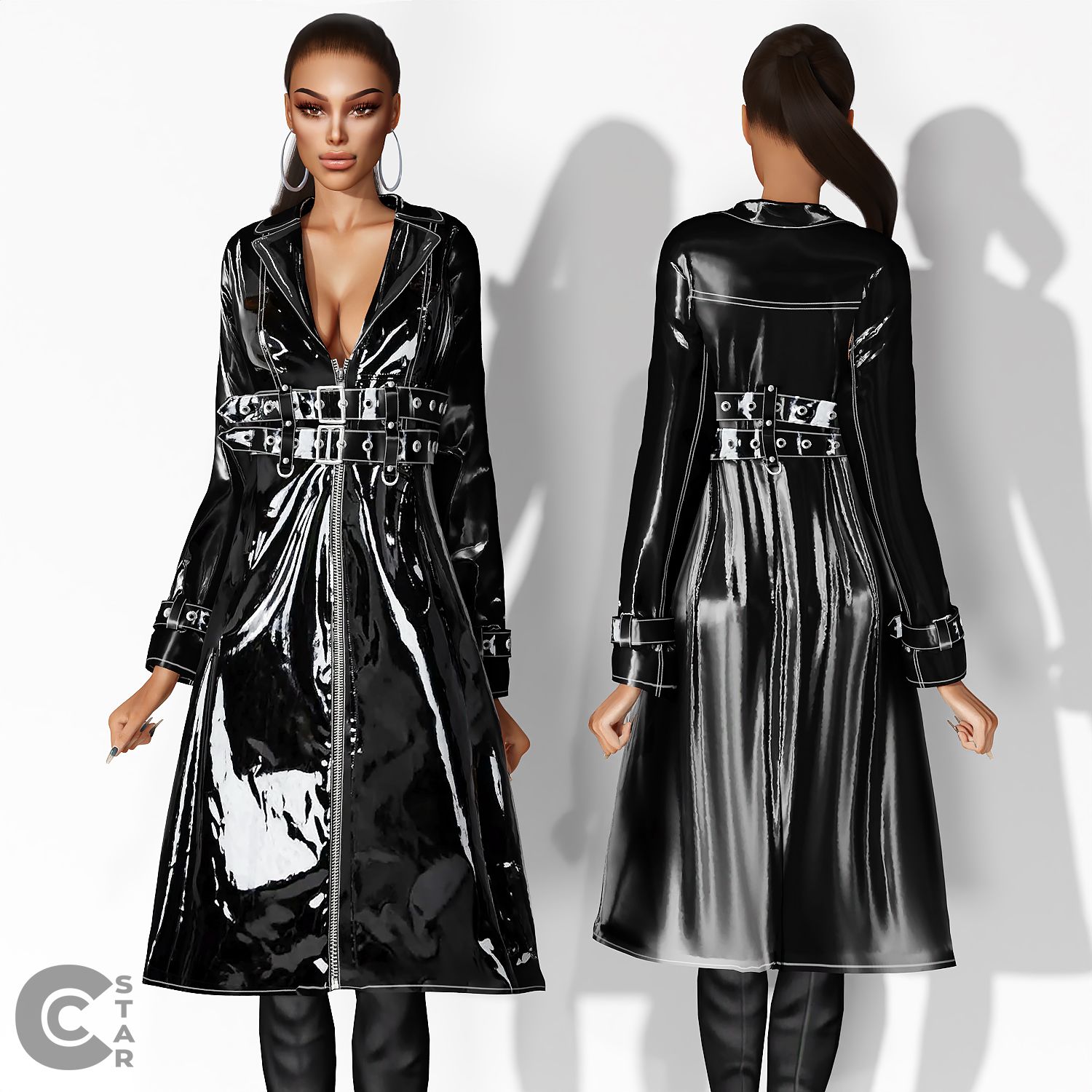 Vinyl Trench Coat mod for The Sims 4 