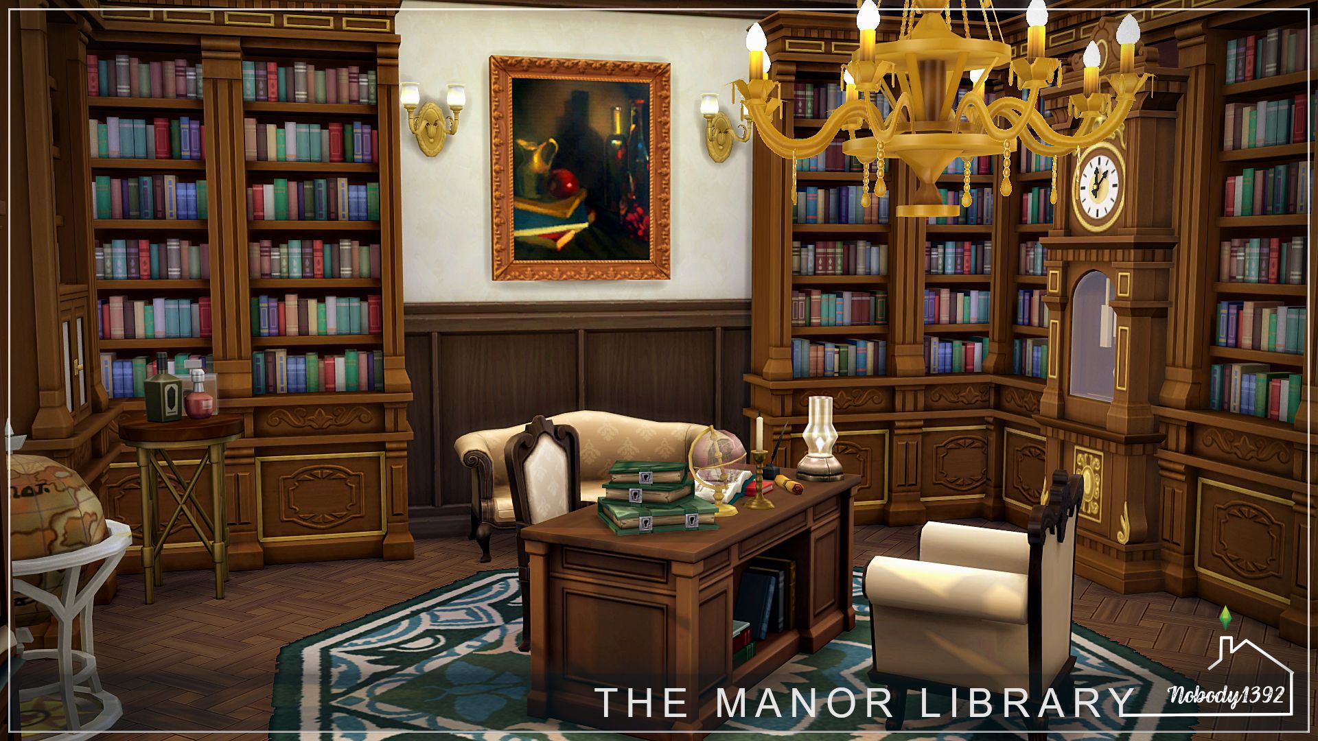 The Manor Library (No CC!) - room mod for The Sims 4 