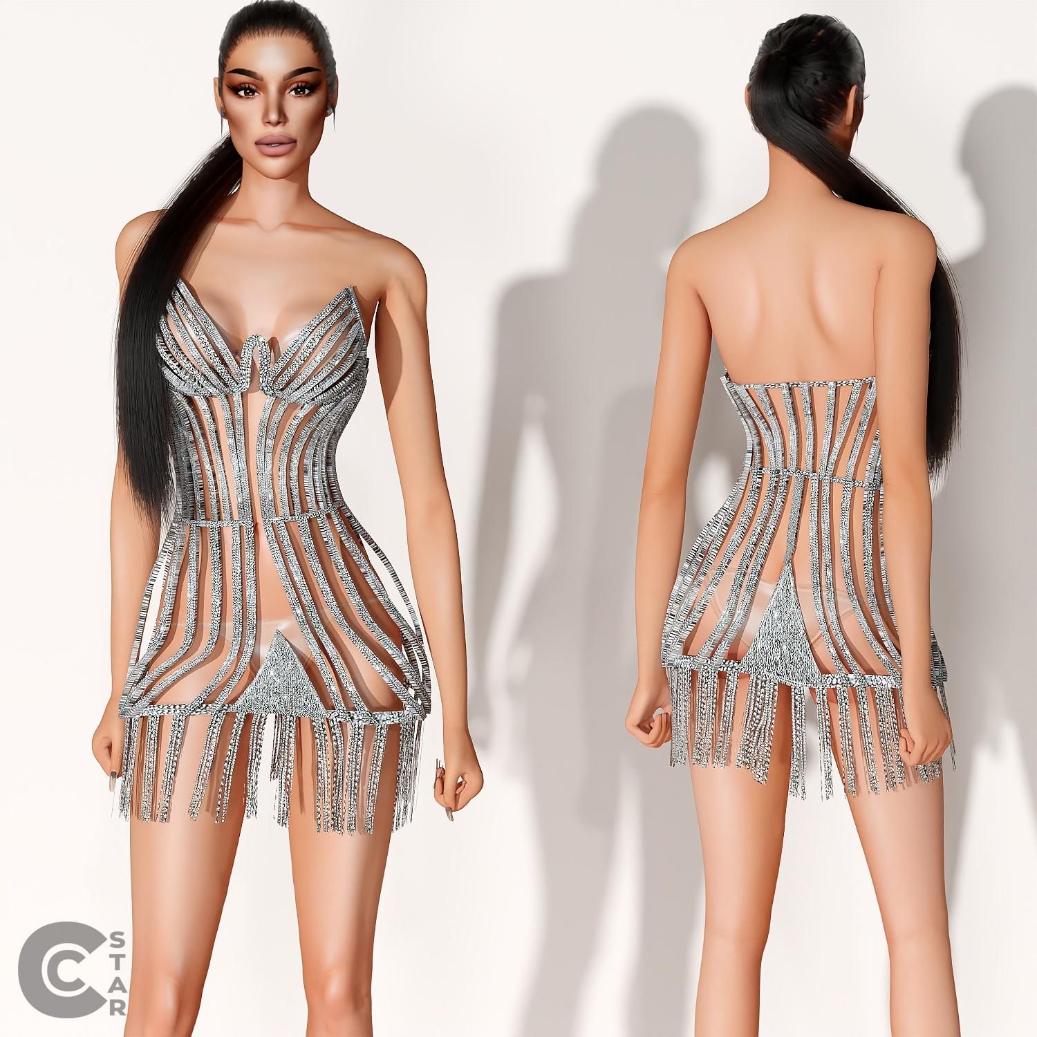 Sparkly Metallic Mini Dress mod for The Sims 4 