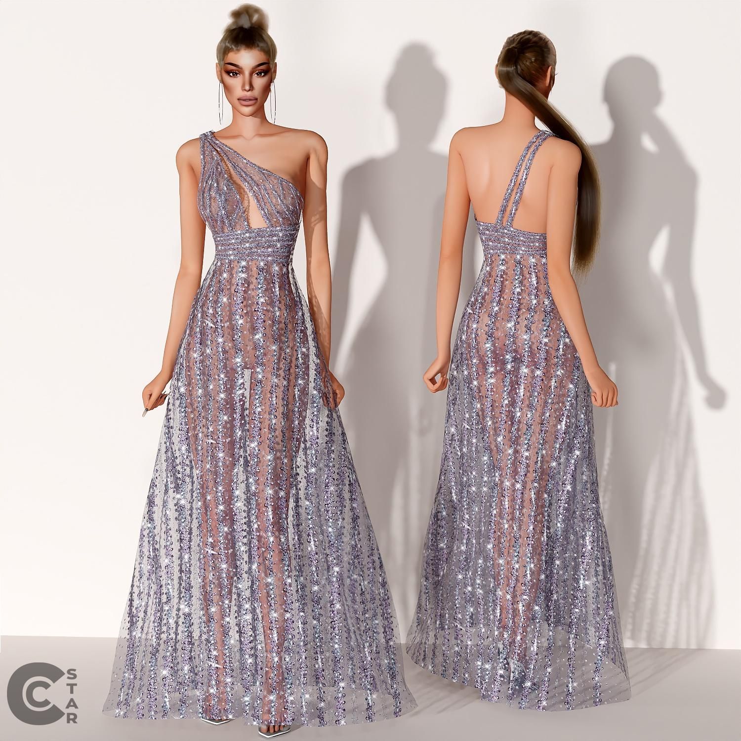 Sheer Embellished Evening Gown mod for The Sims 4 