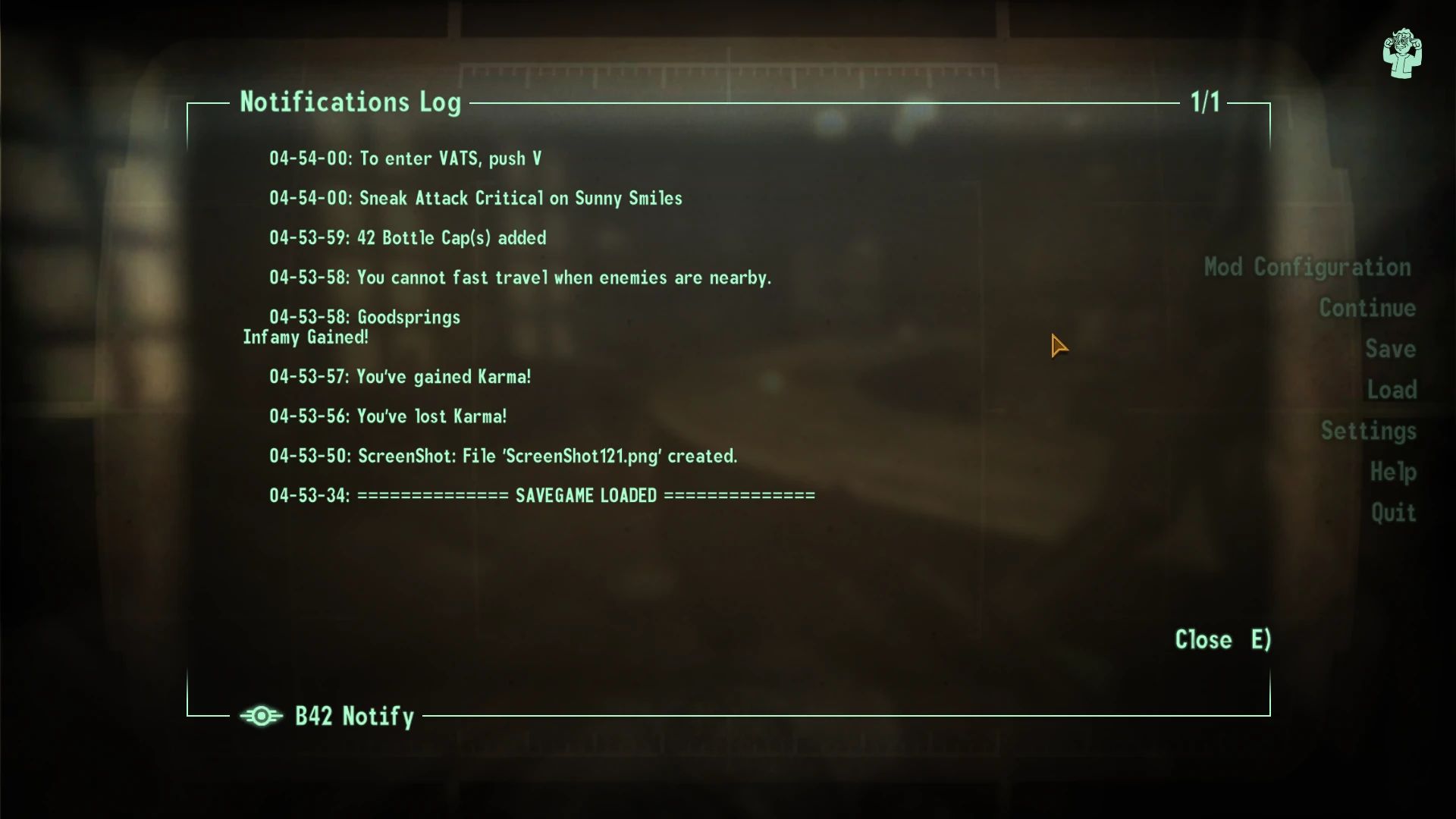 B42 Notify mod for Fallout: New Vegas