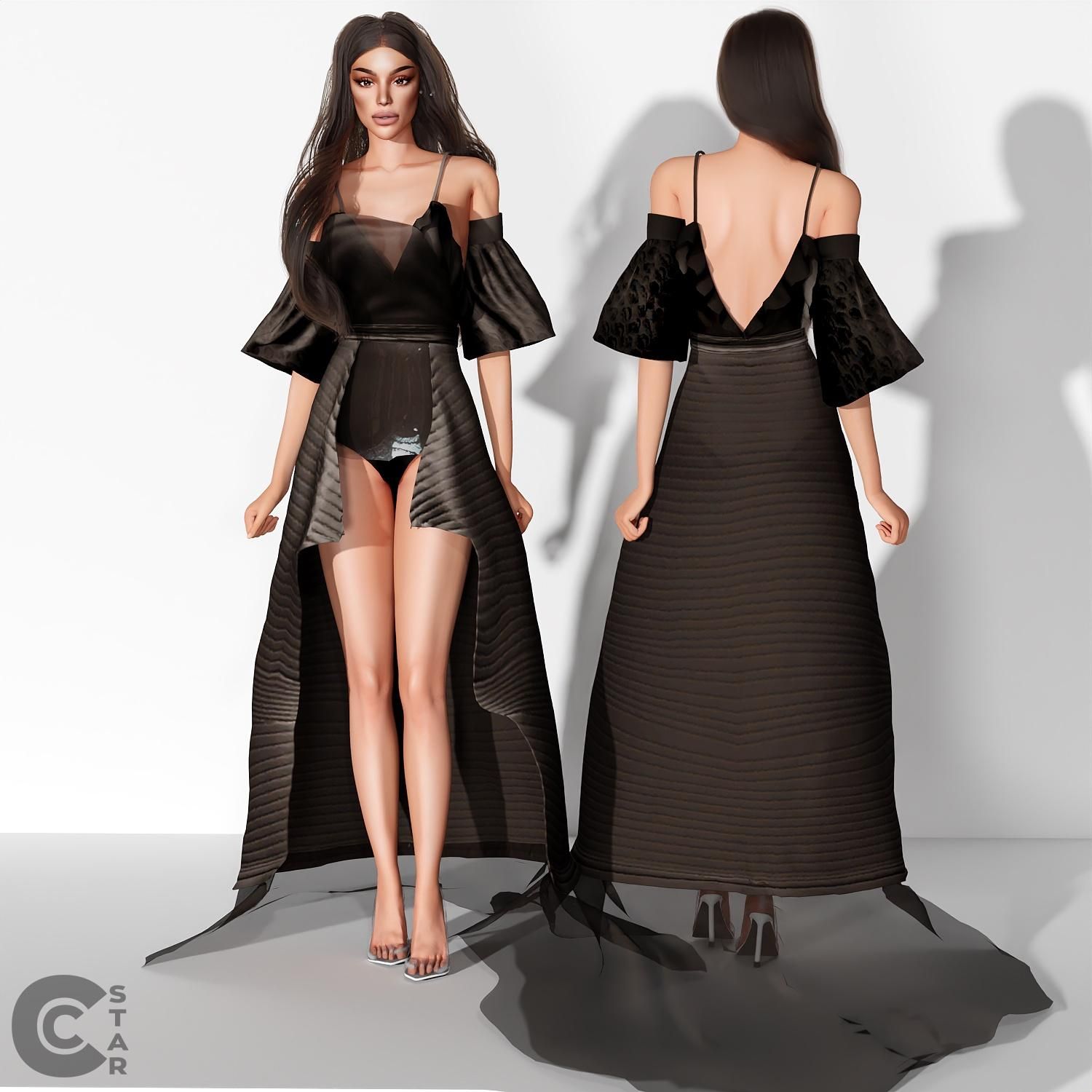 Waterfall Dress with Sheer Details mod for The Sims 4 