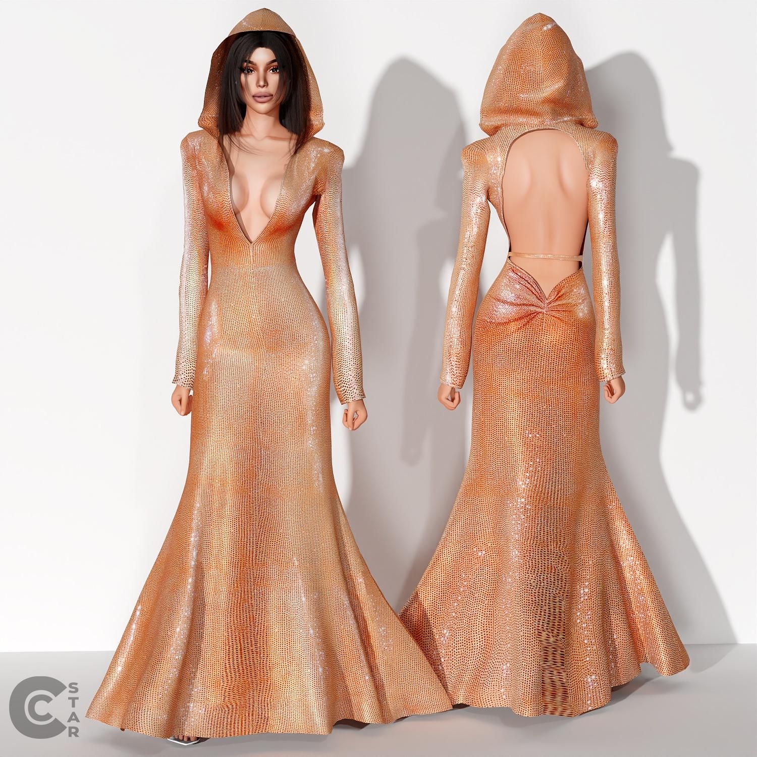 Hooded Sequin Gown mod for The Sims 4 