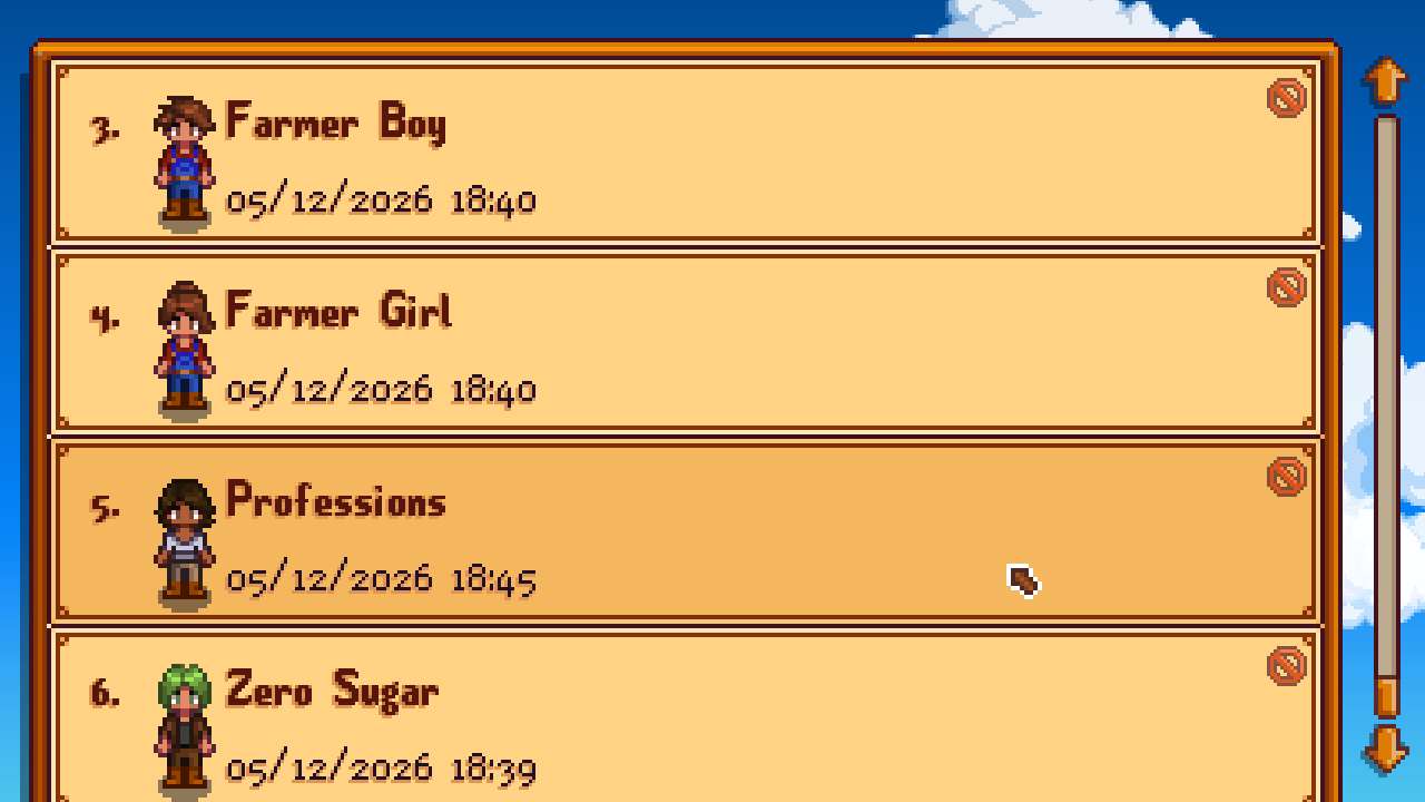 Save and Load Character Presets (Default Farmer Settings - Vanilla-Friendly - Multiple Slots - Helper Menu) mod for Stardew Valley