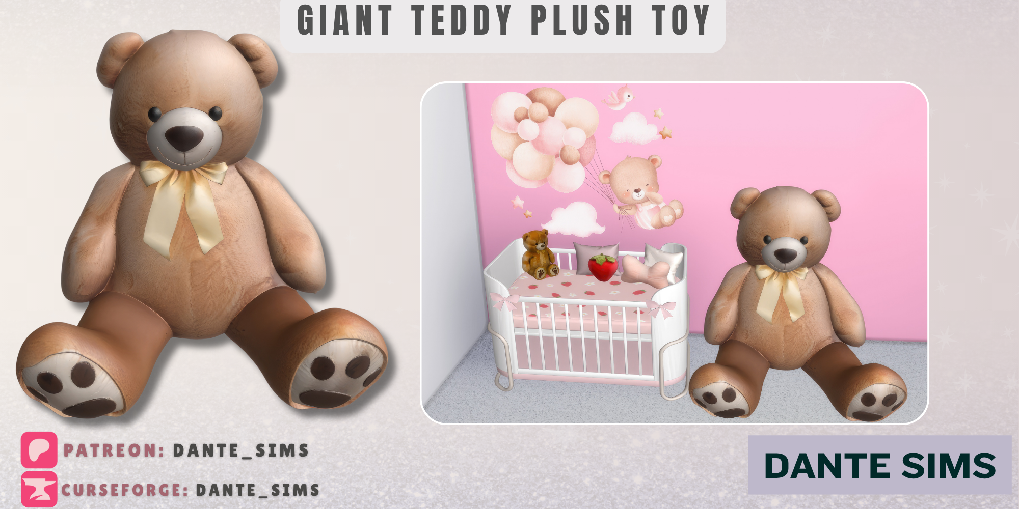 Giant Teddy Plush toy mod for The Sims 4 