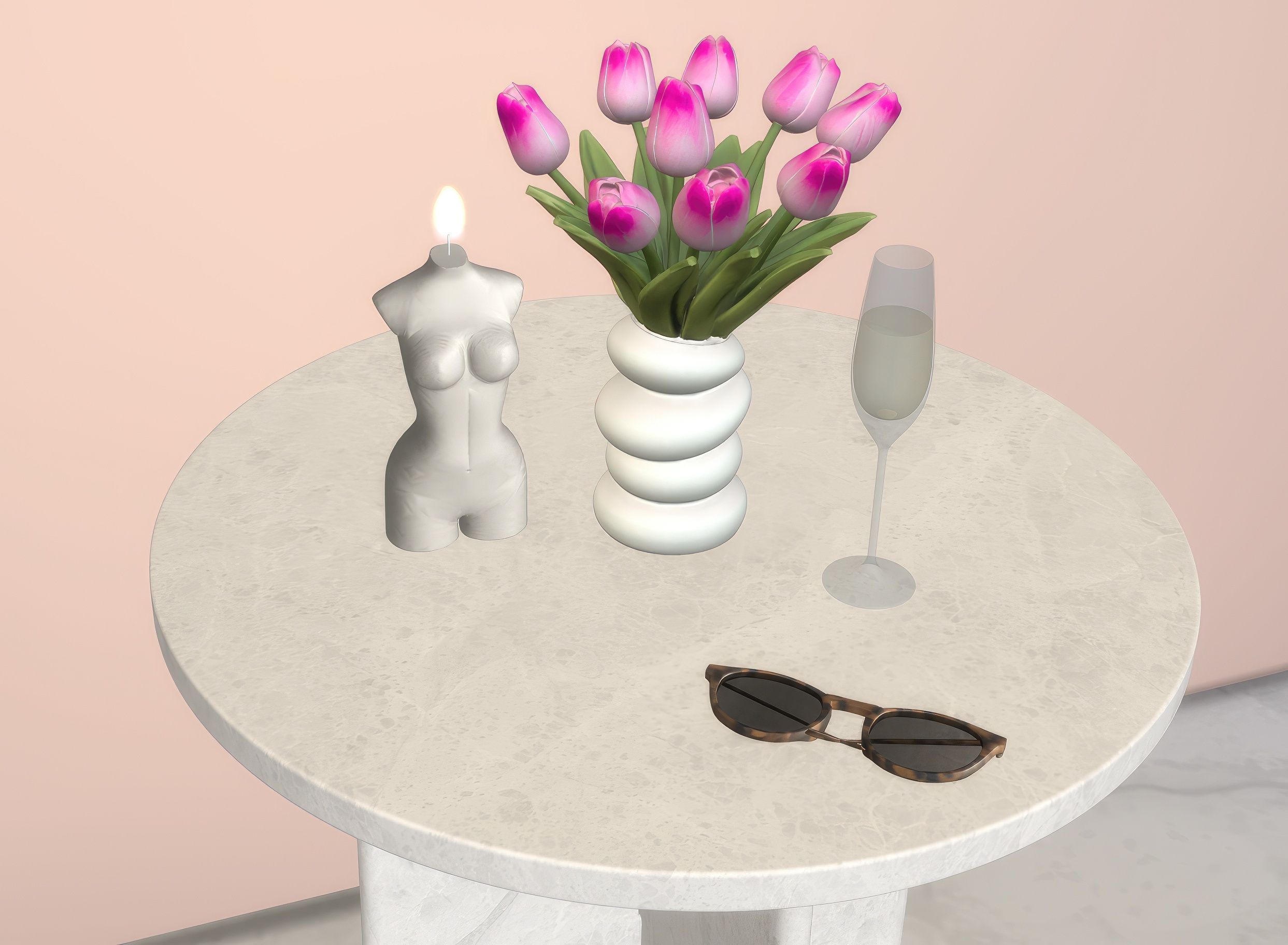 Minimal tulips in vase mod for The Sims 4 