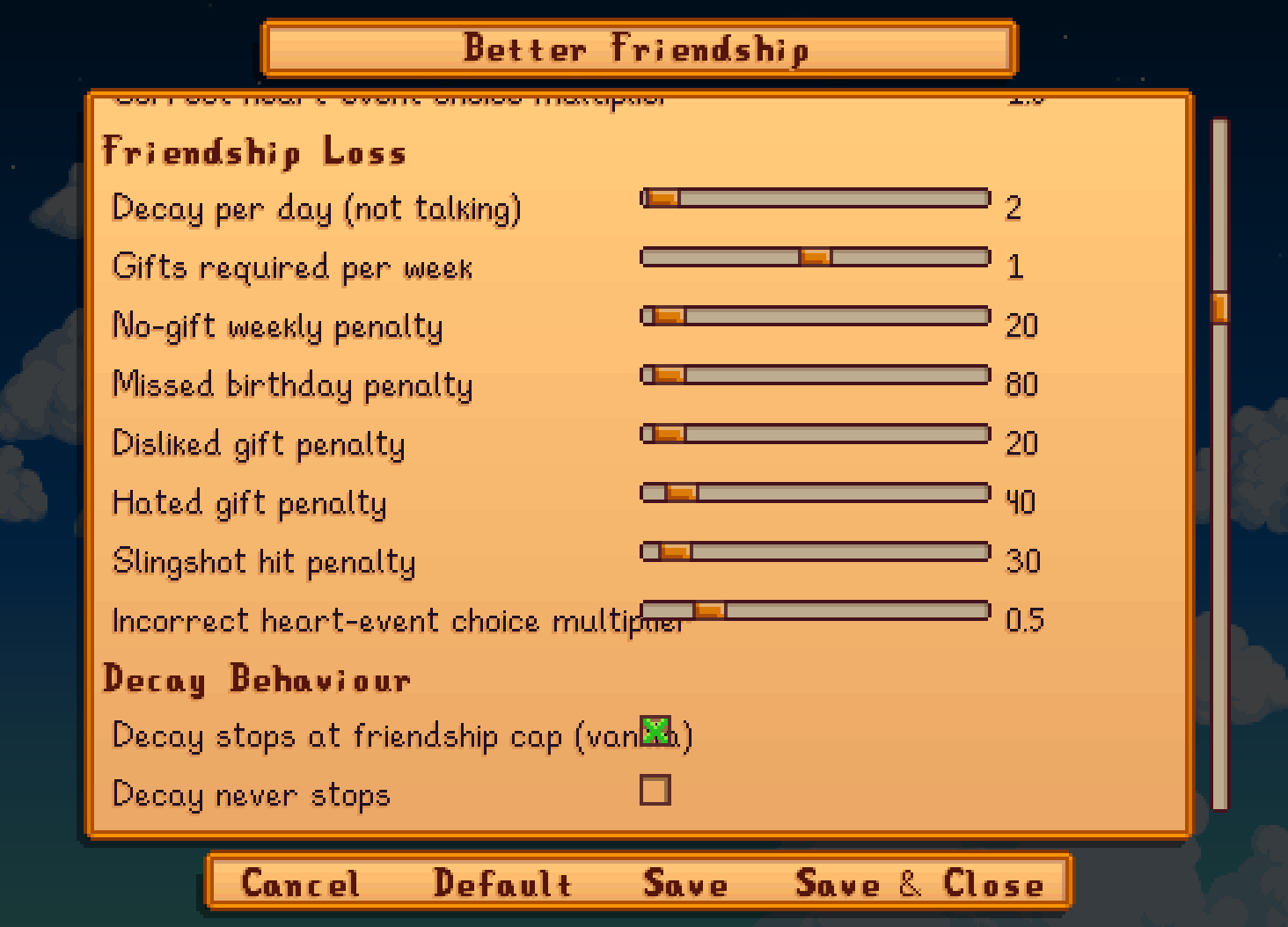 All in One Friendship mod for Stardew Valley