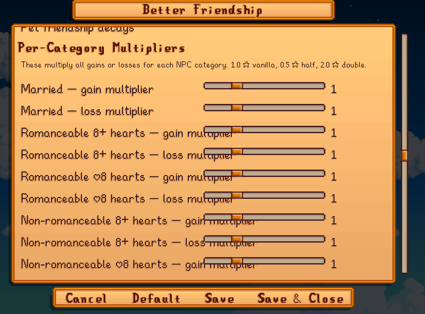 All in One Friendship mod for Stardew Valley