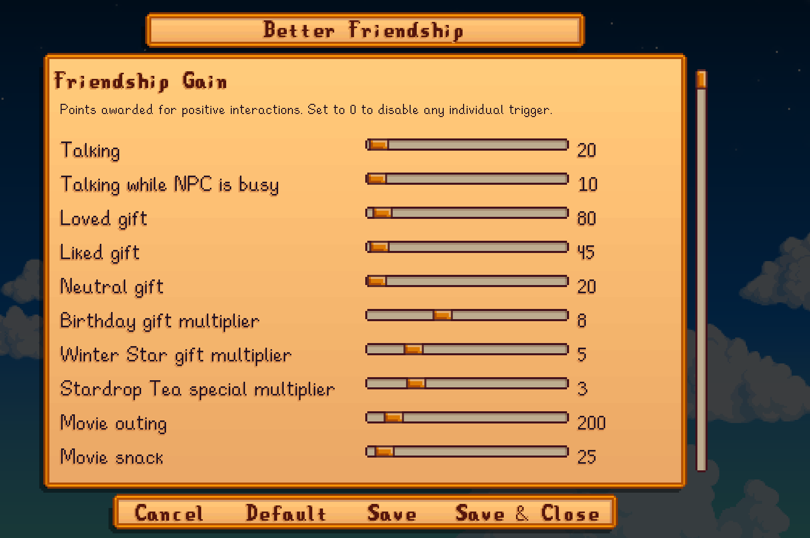 All in One Friendship mod for Stardew Valley