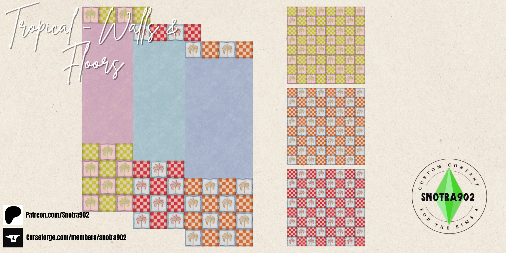 Tropical - Walls & Floors mod for The Sims 4 